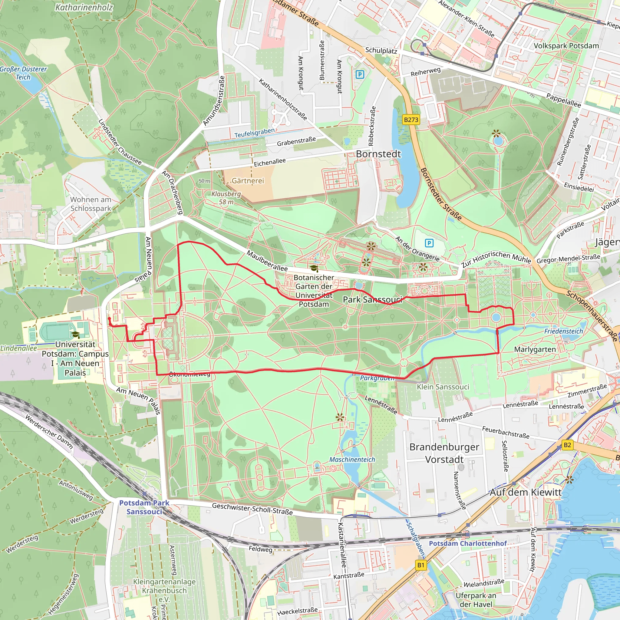 Stadtwanderroute and Seen Wanderweg mobile static map