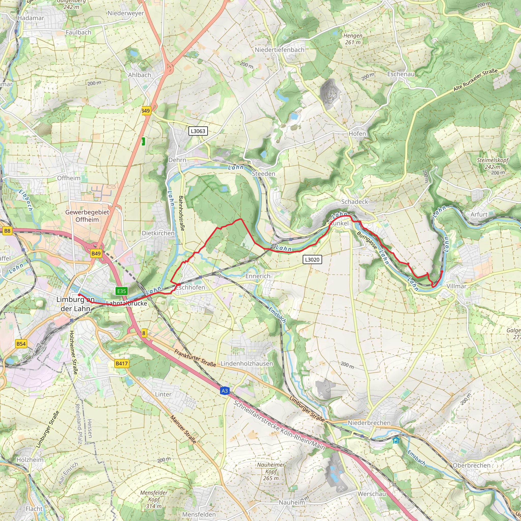 Villmar to Limburg an der Lahn Walk via Sudroute Limburg mobile static map