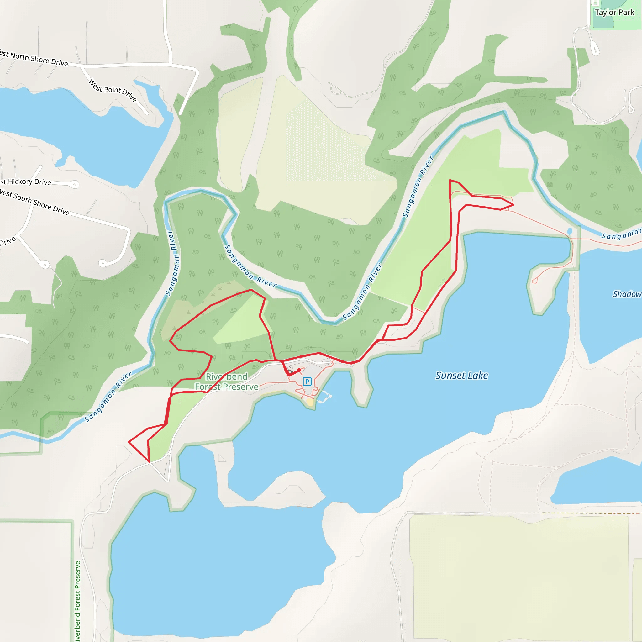 Sangamon River and Sunset Lake Loop mobile static map
