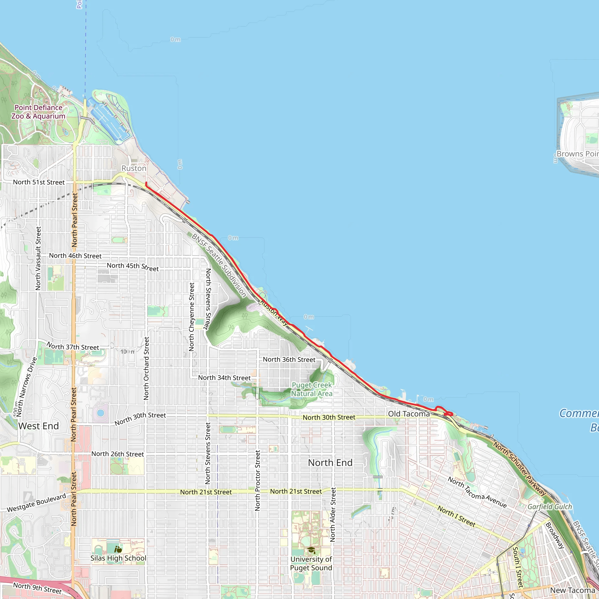 Ruston Way Trail mobile static map