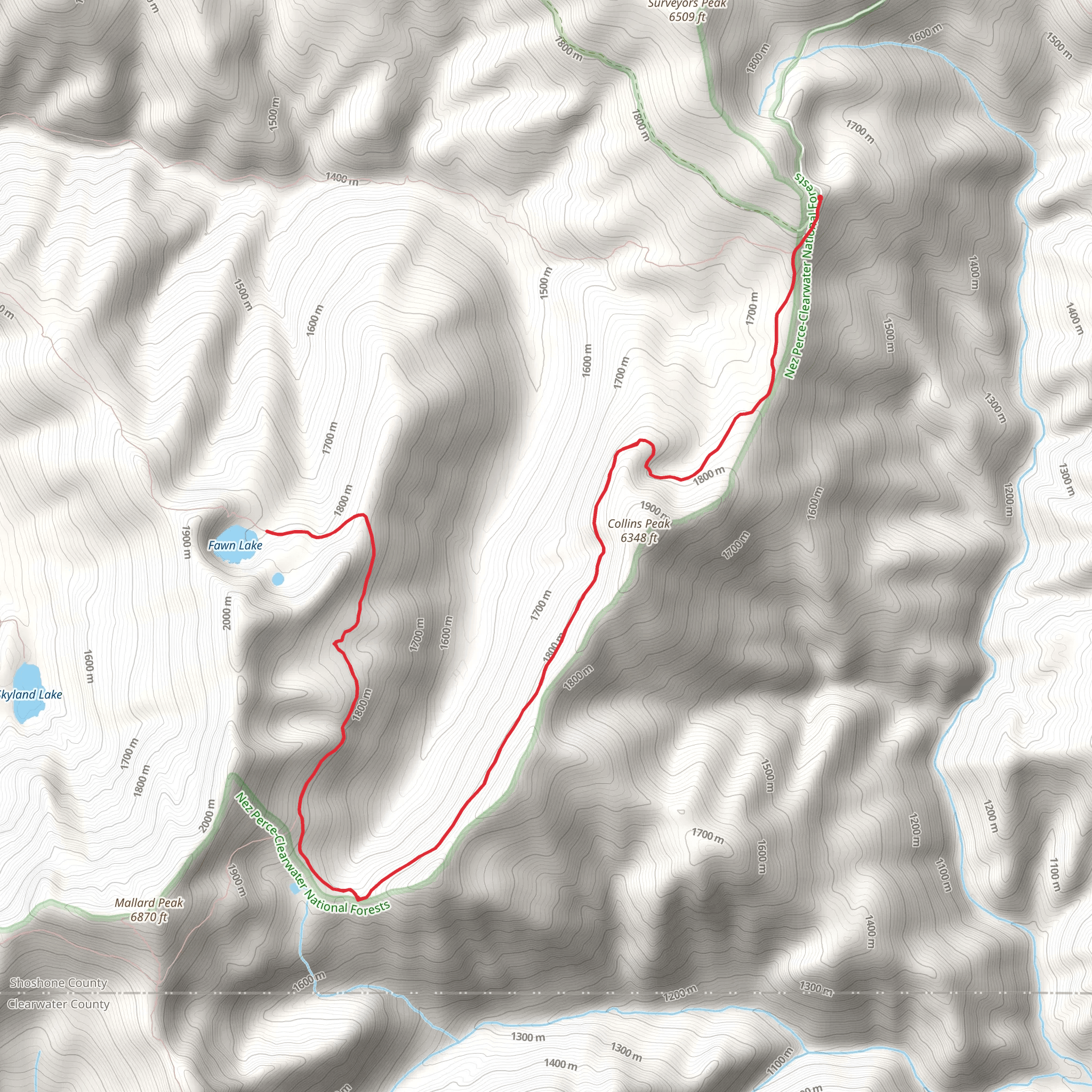 Fawn Lake via Mallard Peak Trail mobile static map