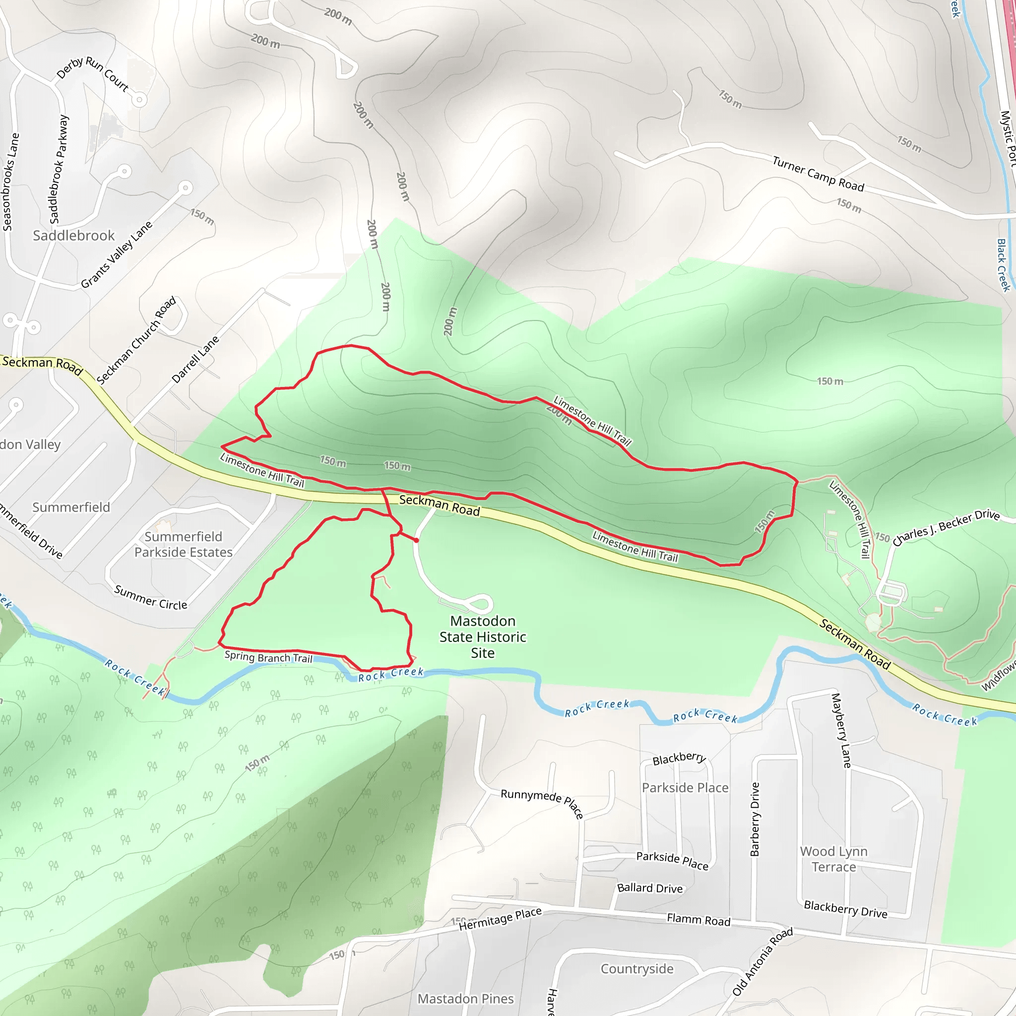 Limestone Hill and Spring Branch Loop Trail mobile static map