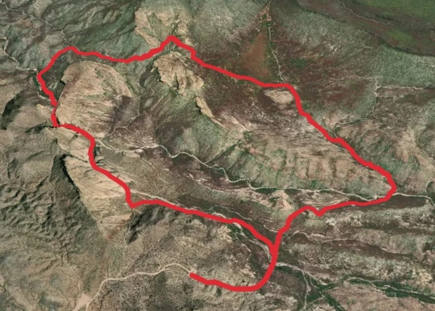 An image depicting the trail Second Water Trail to Hackberry Springs Loop Trail and its surrounding area.