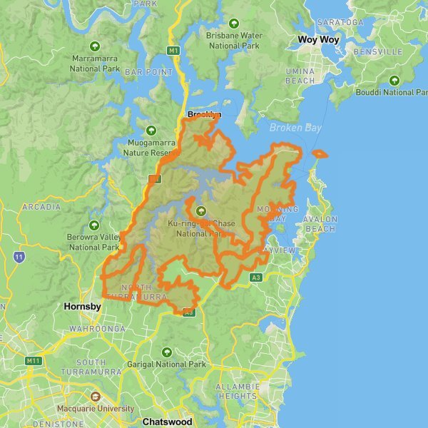 Ku-ring-gai Chase National Park mobile static map