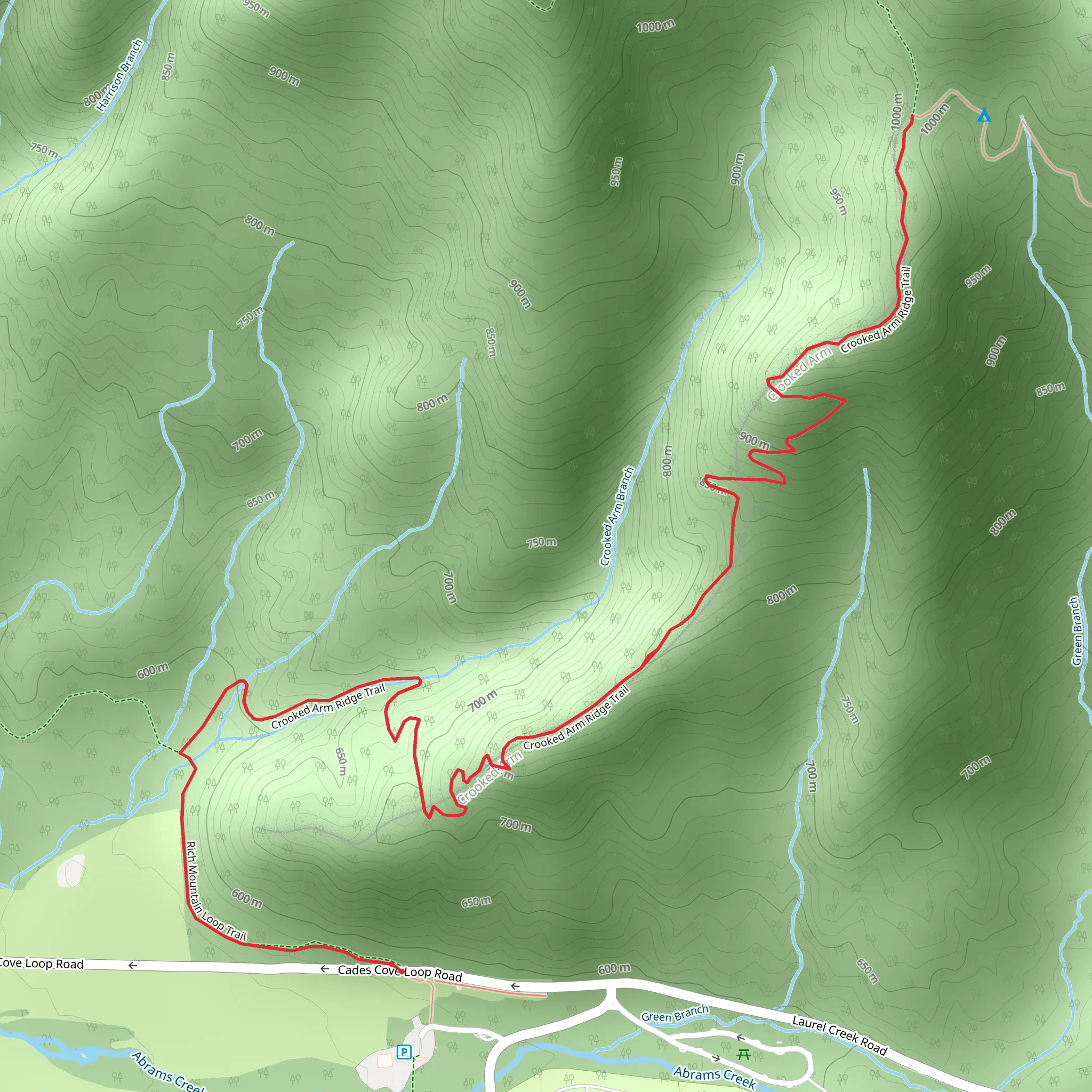 Crooked Arm Ridge Trail mobile static map