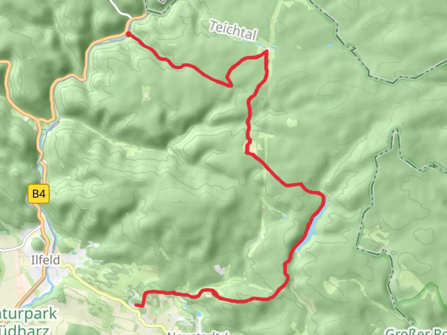 An image depicting the trail Talsperre Neustadt and Bornberg Walk via Südharzer Dampflok Steig - Eisfelder Talmühle and its surrounding area.