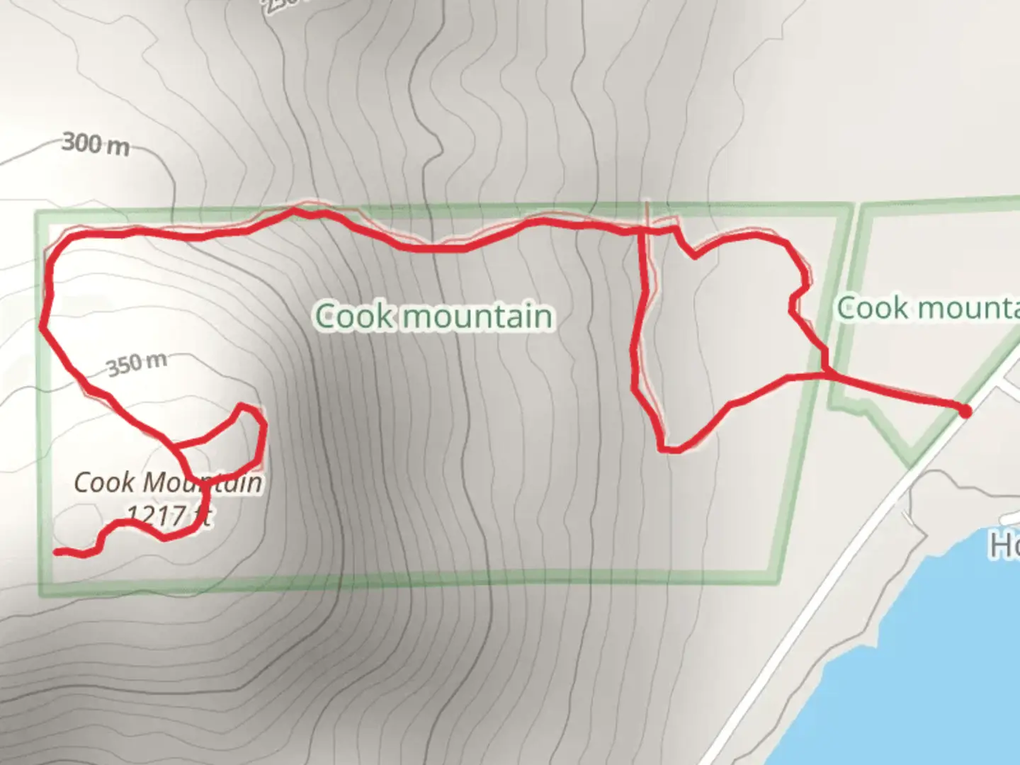 An image depicting the trail Cook Mountain Trail and its surrounding area.