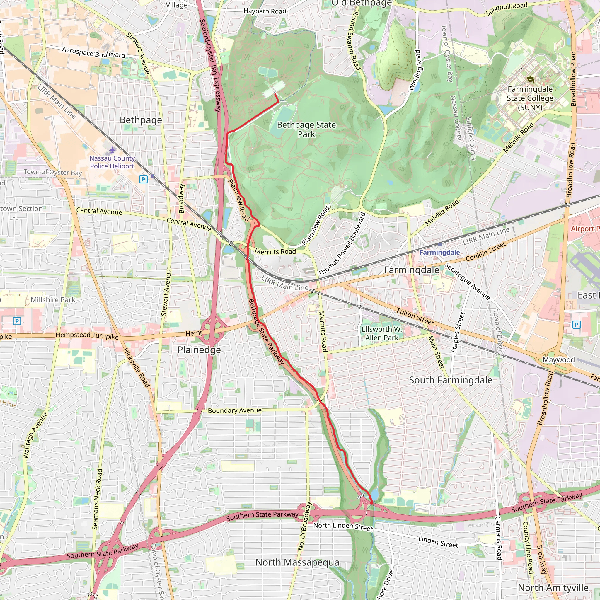 Bethpage Pathway Trail mobile static map
