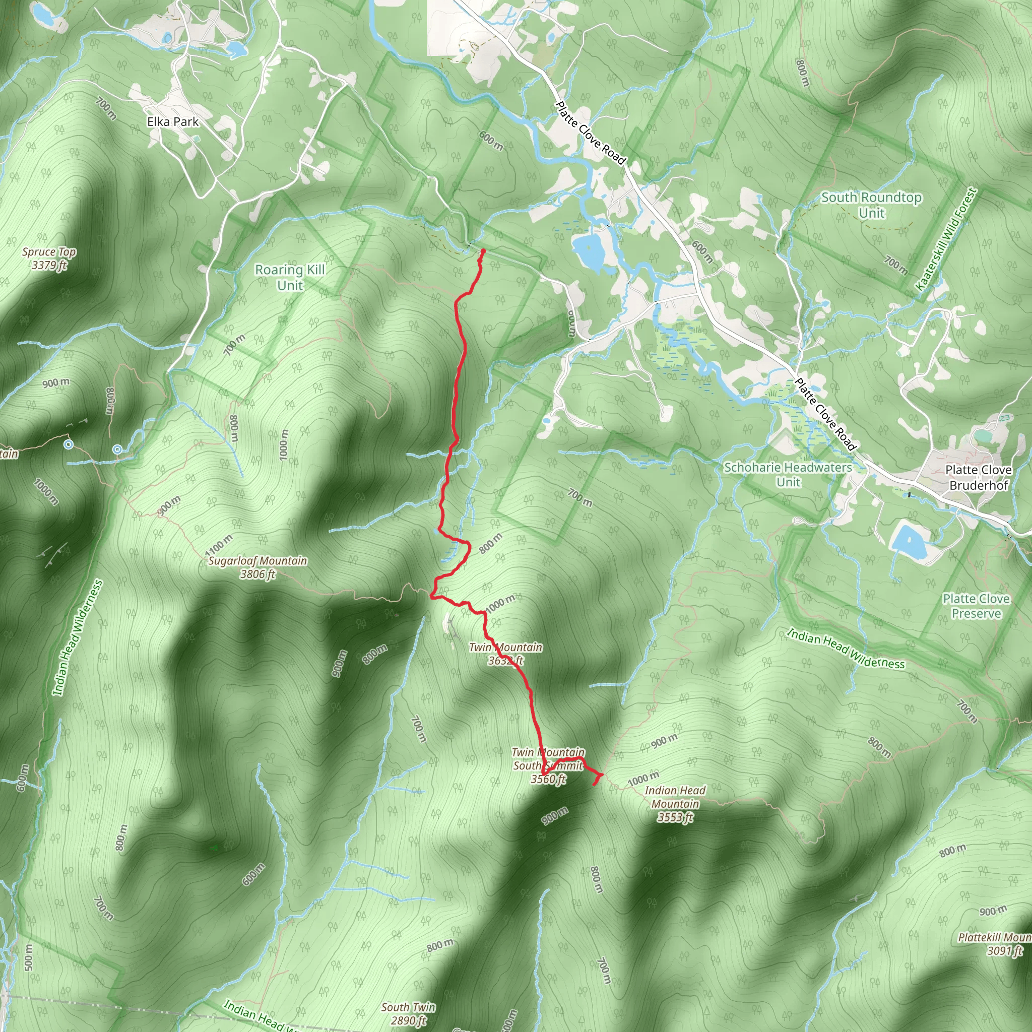 Twin Mountain via Devil's Path mobile static map