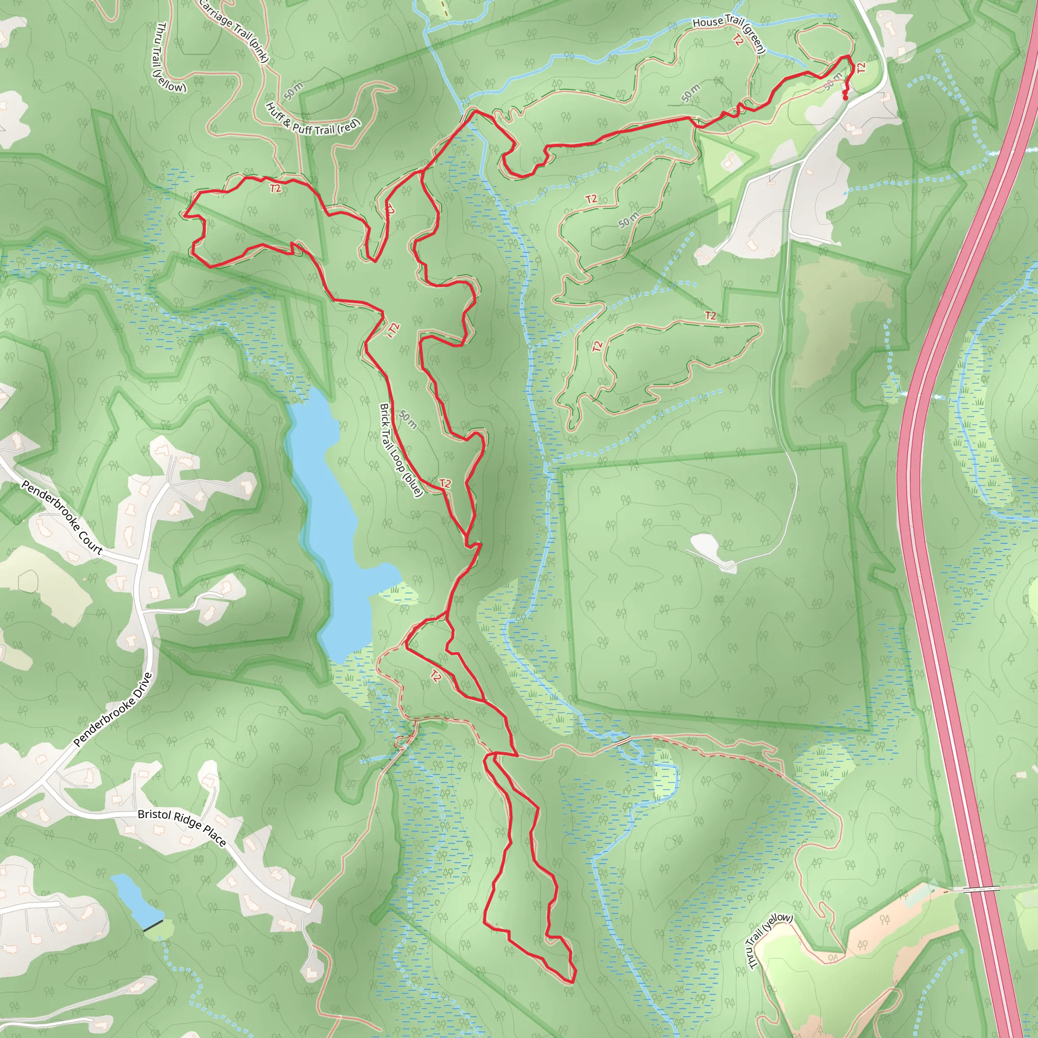 Bacon Ridge, Brick Trail and Straw Loop Trail mobile static map