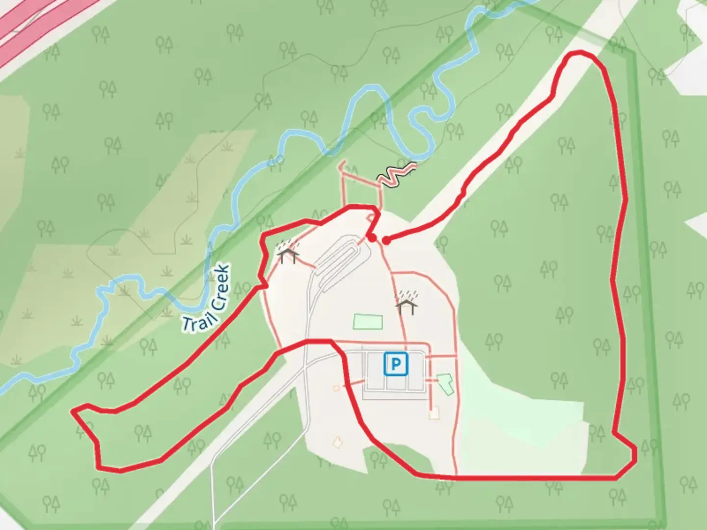 An image depicting the trail Creek Ridge County Park Loop and its surrounding area.