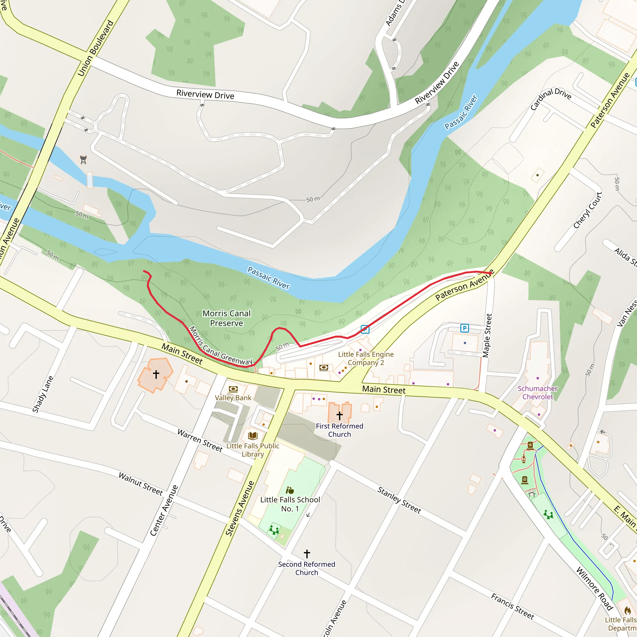 Morris Canal Greenway mobile static map