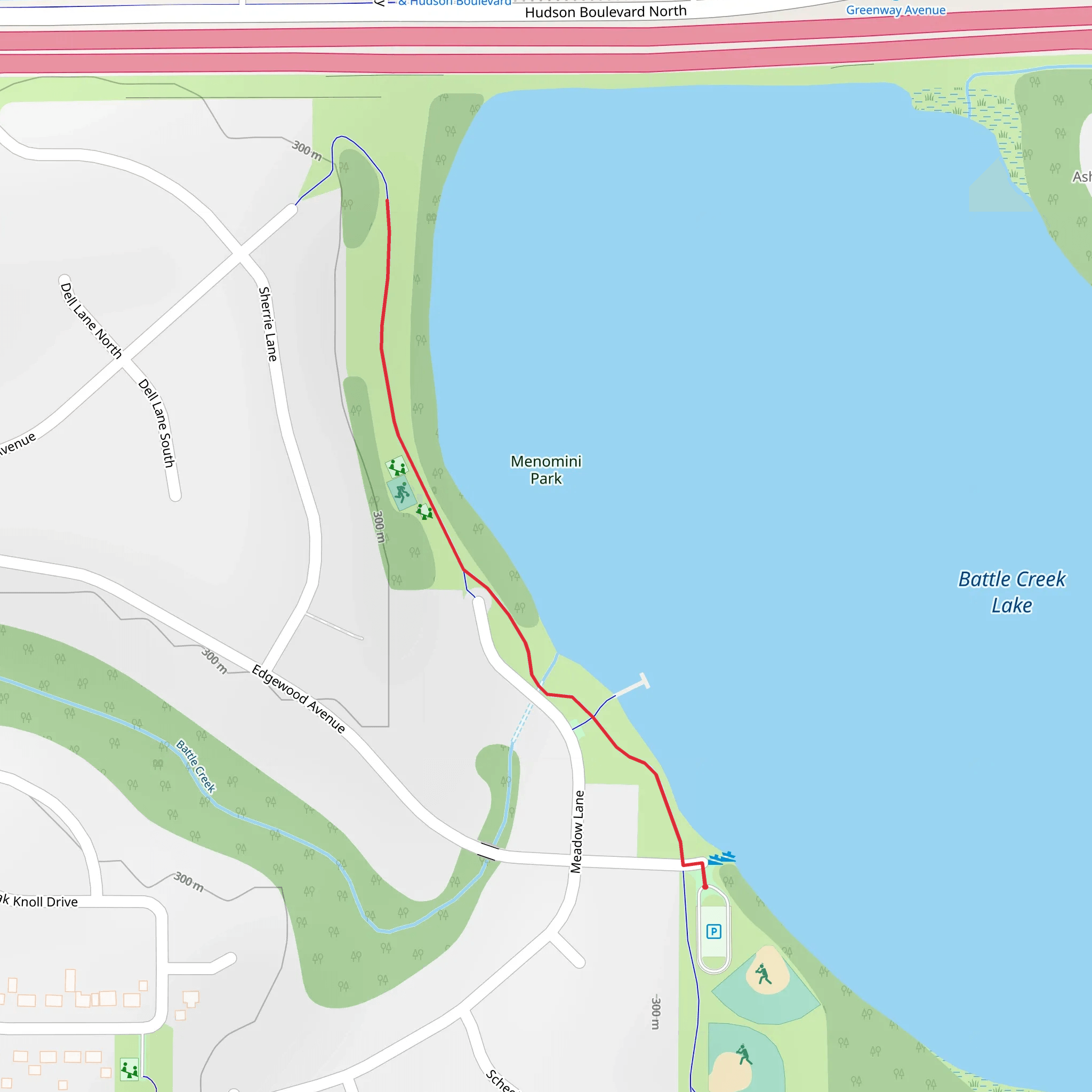 Menomini Park via Battle Creek Lake mobile static map