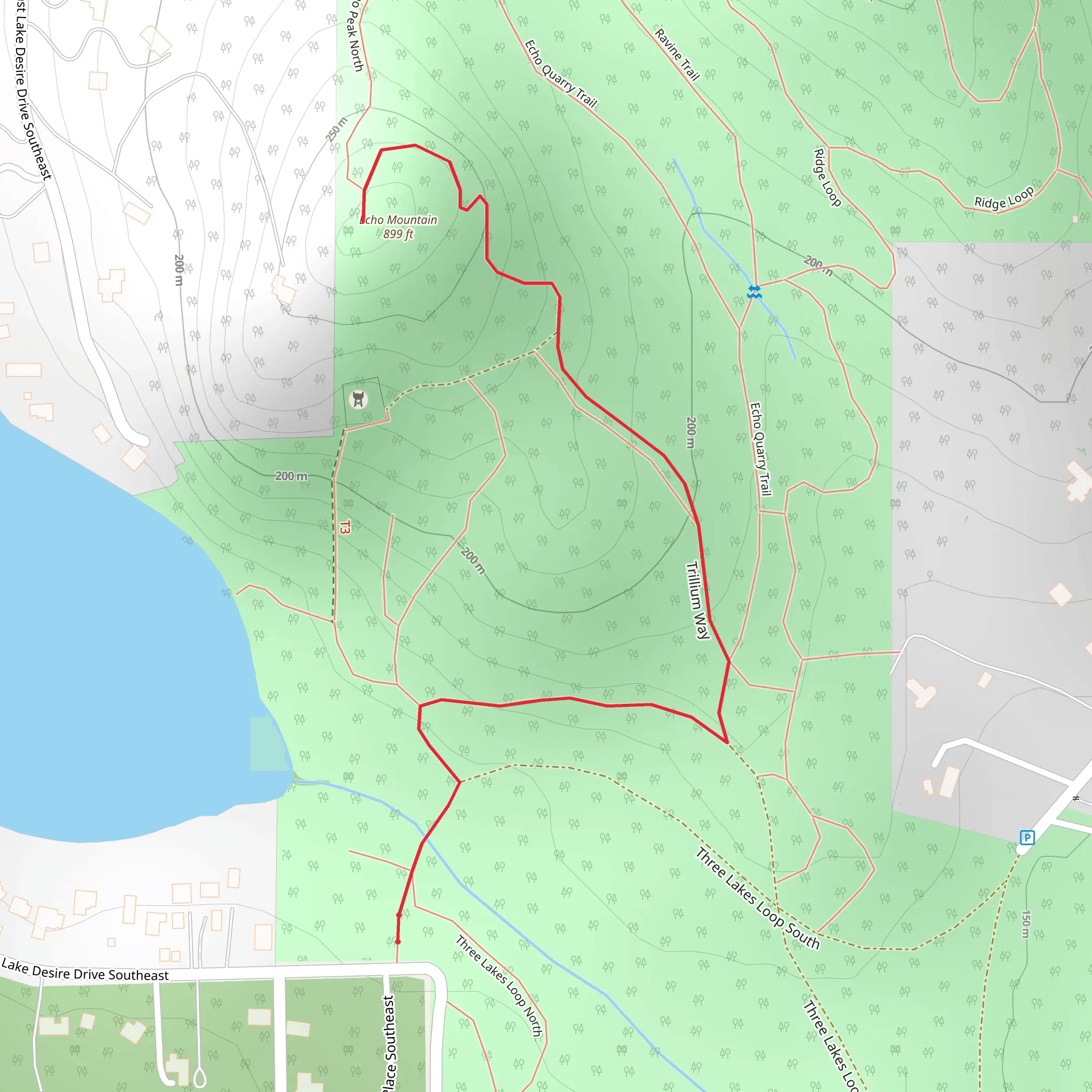 Echo Mountain via Trillium Way mobile static map