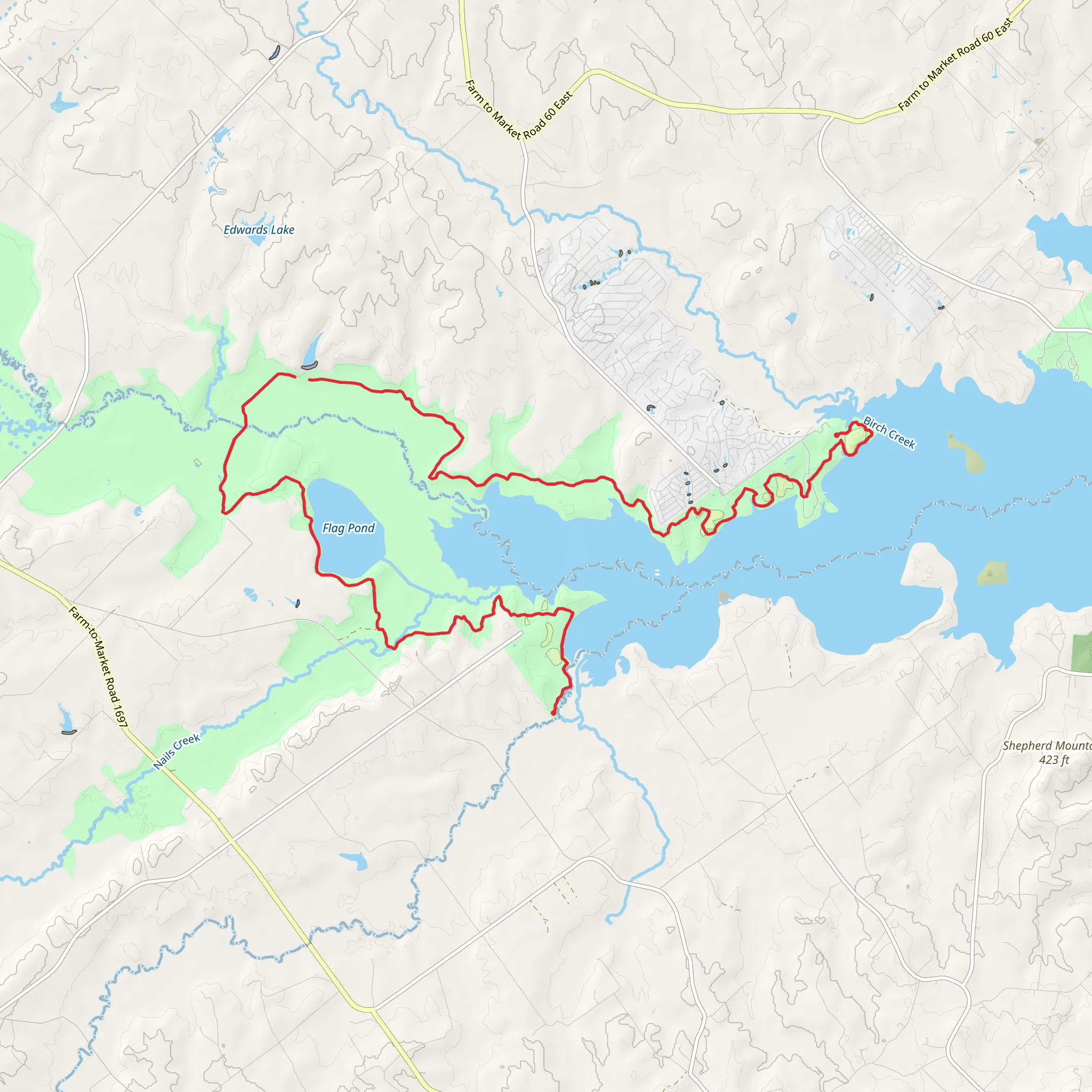 Lake Somerville Trailway mobile static map