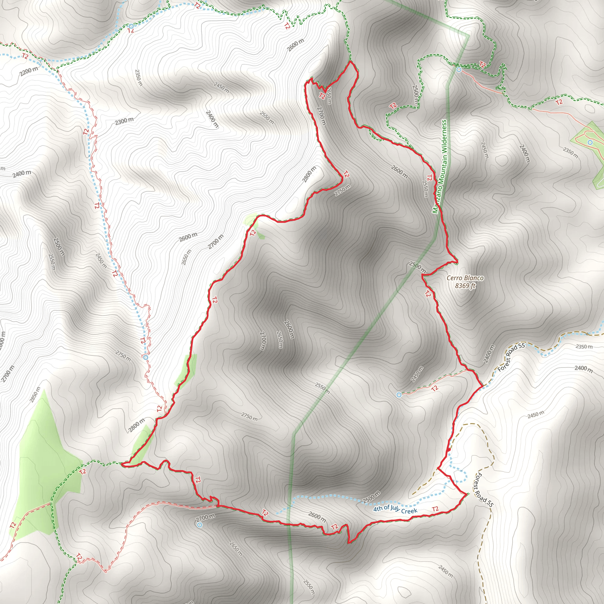 Bosque, Manzano Crest and Cerro Blanco Loop Trail mobile static map