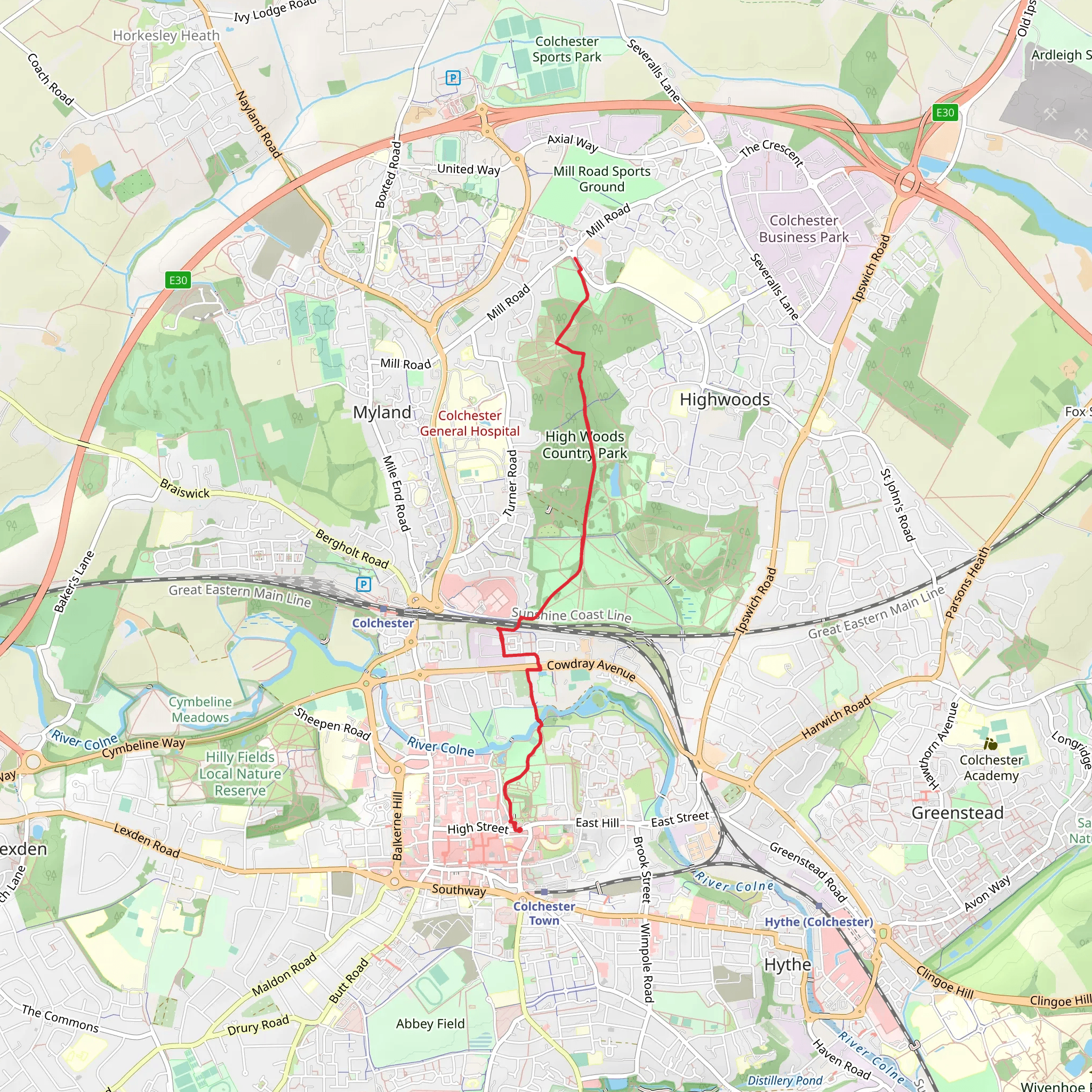 High Wood Woodland mobile static map