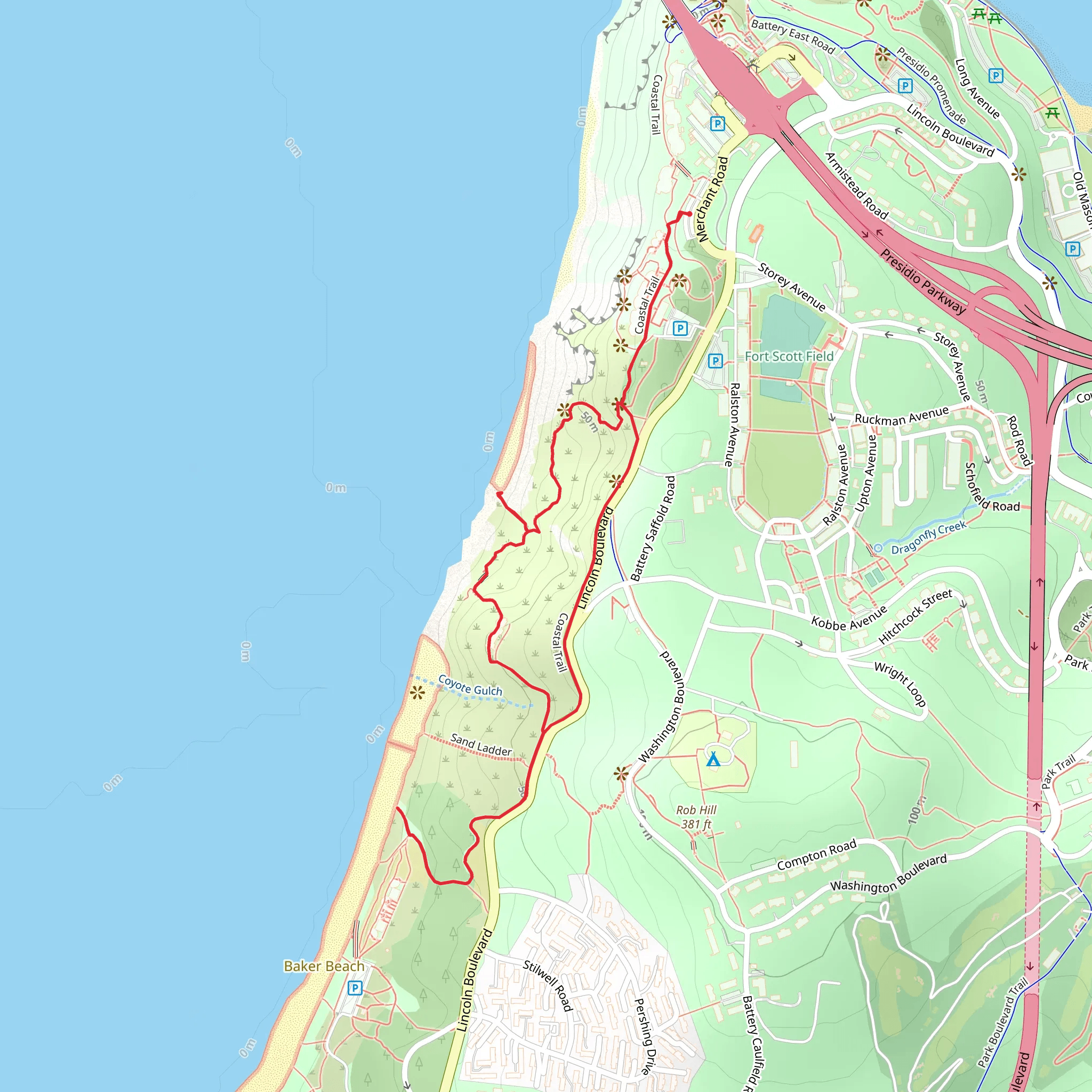 Batteries to Bluffs and Coastal Loop Trail mobile static map
