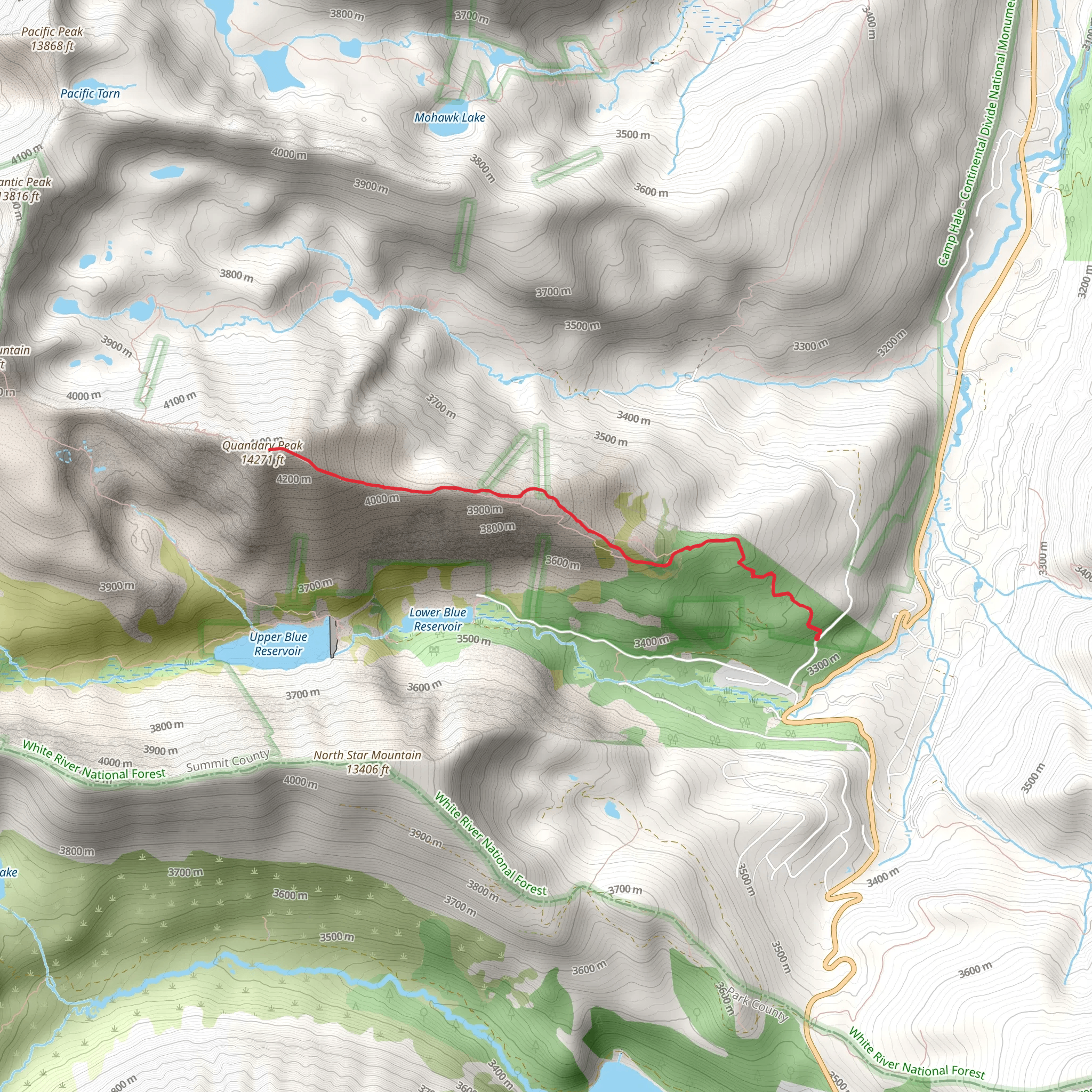 Quandary Peak Trail mobile static map