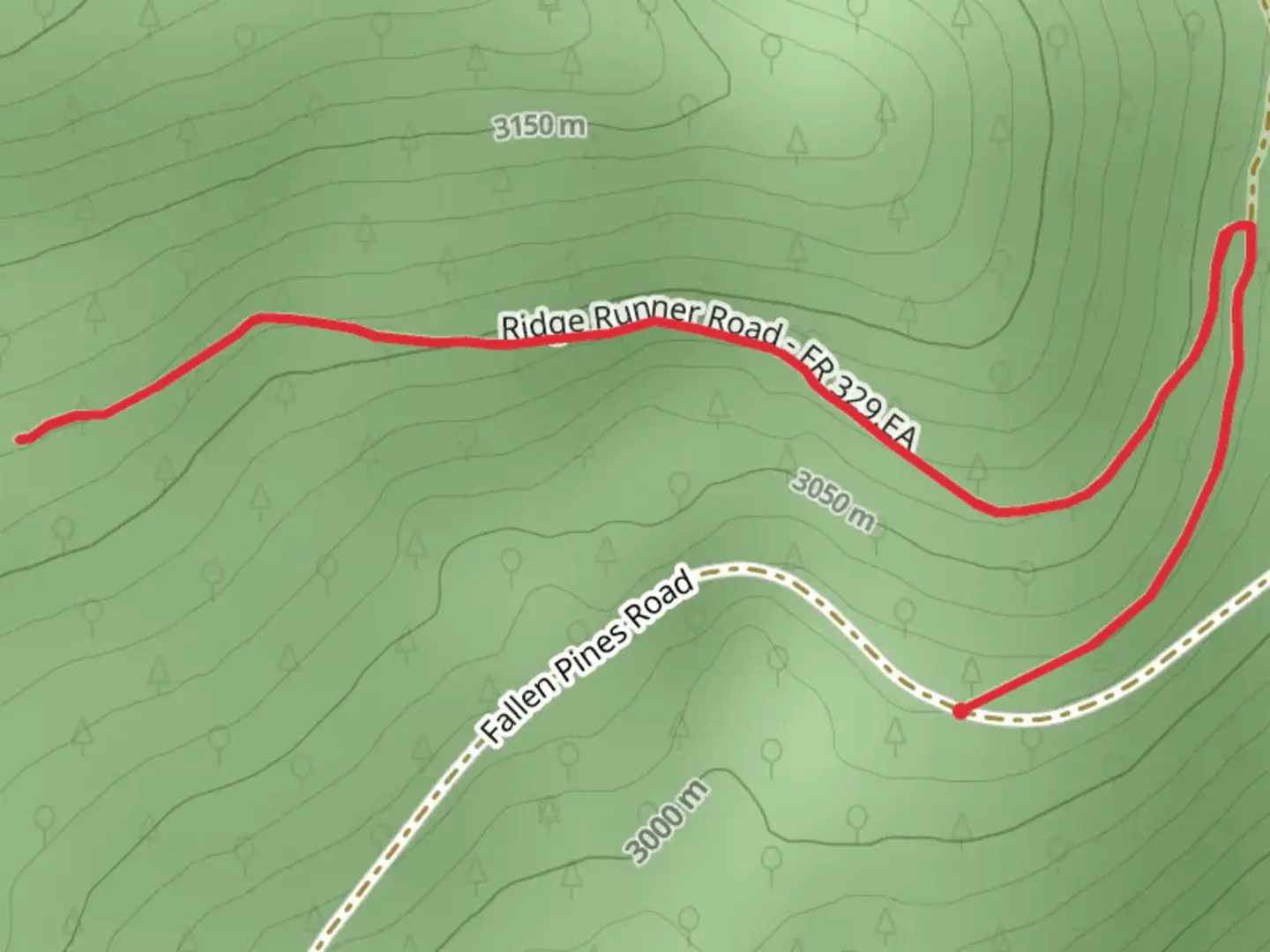 An image depicting the trail Forest Service Road 329EA and its surrounding area.