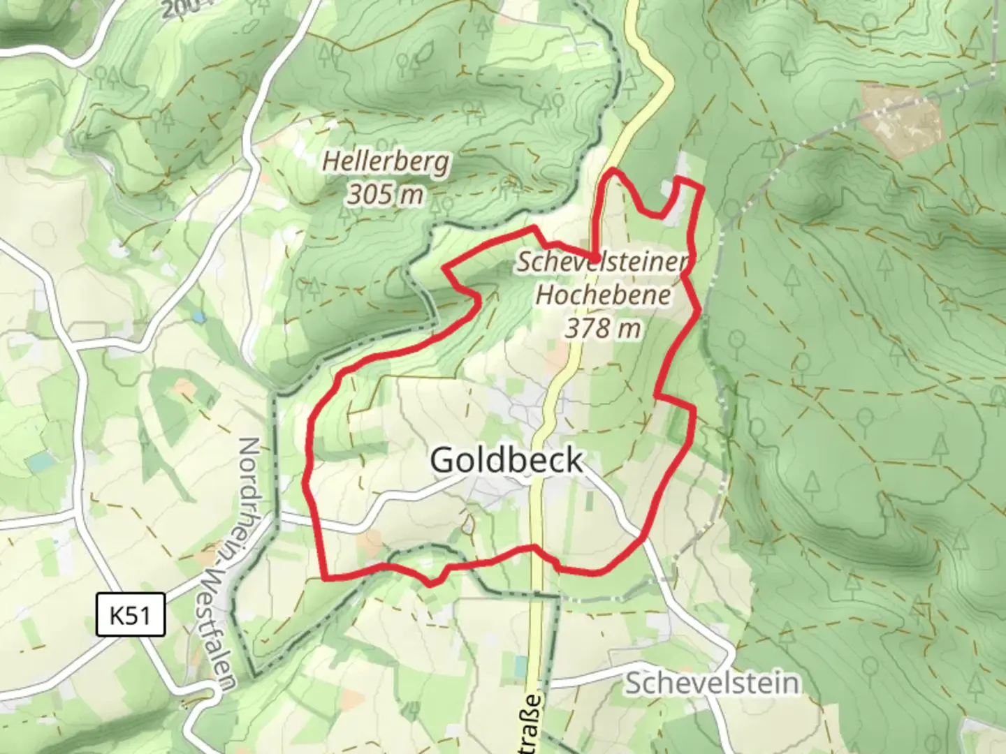 An image depicting the trail Goldbeck Loop and its surrounding area.
