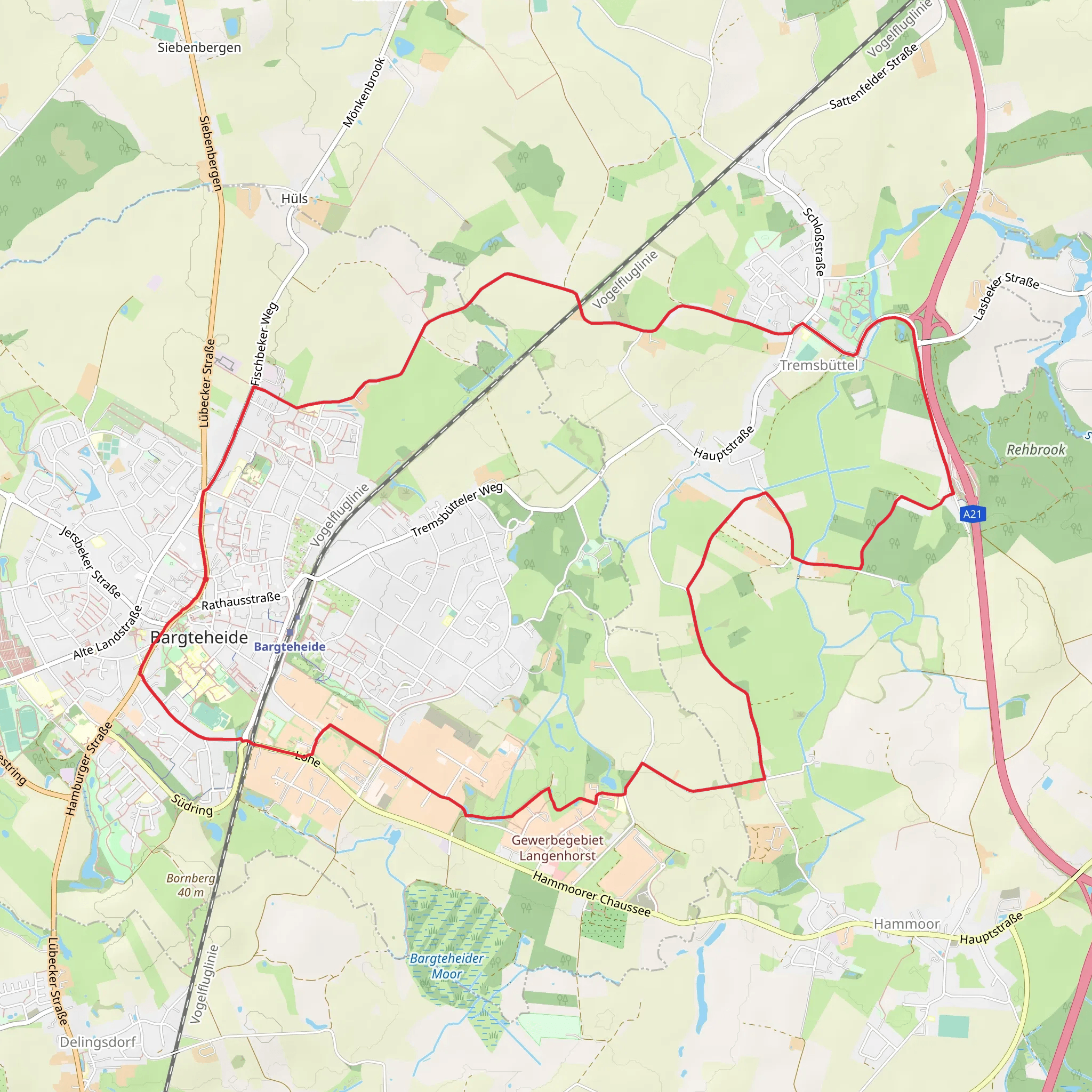 Bargteheide to Tremsbüttel Loop via Rund um Bargteheide mobile static map
