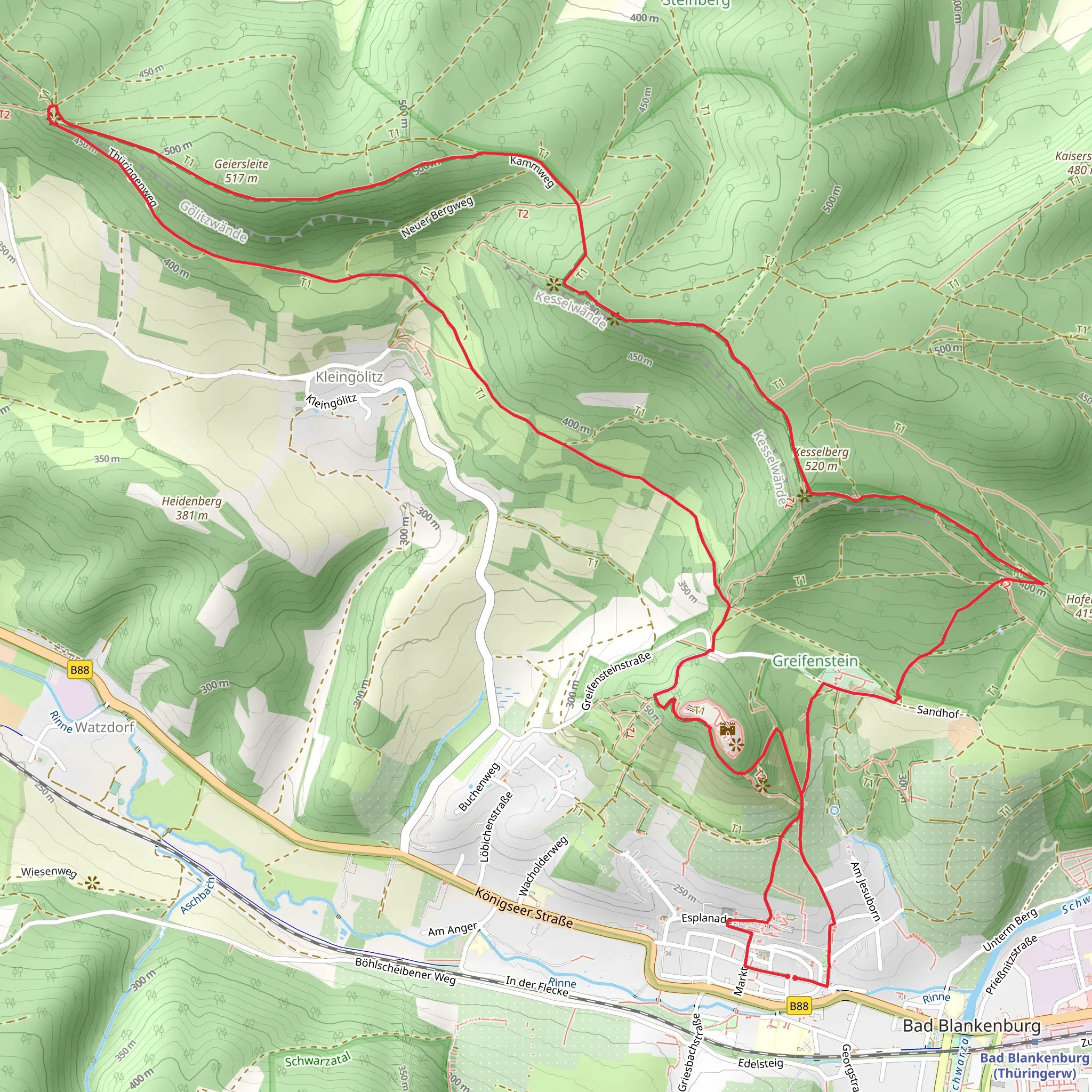 Burg Greifenstein, Geiersleite and Kesselberg Loop mobile static map