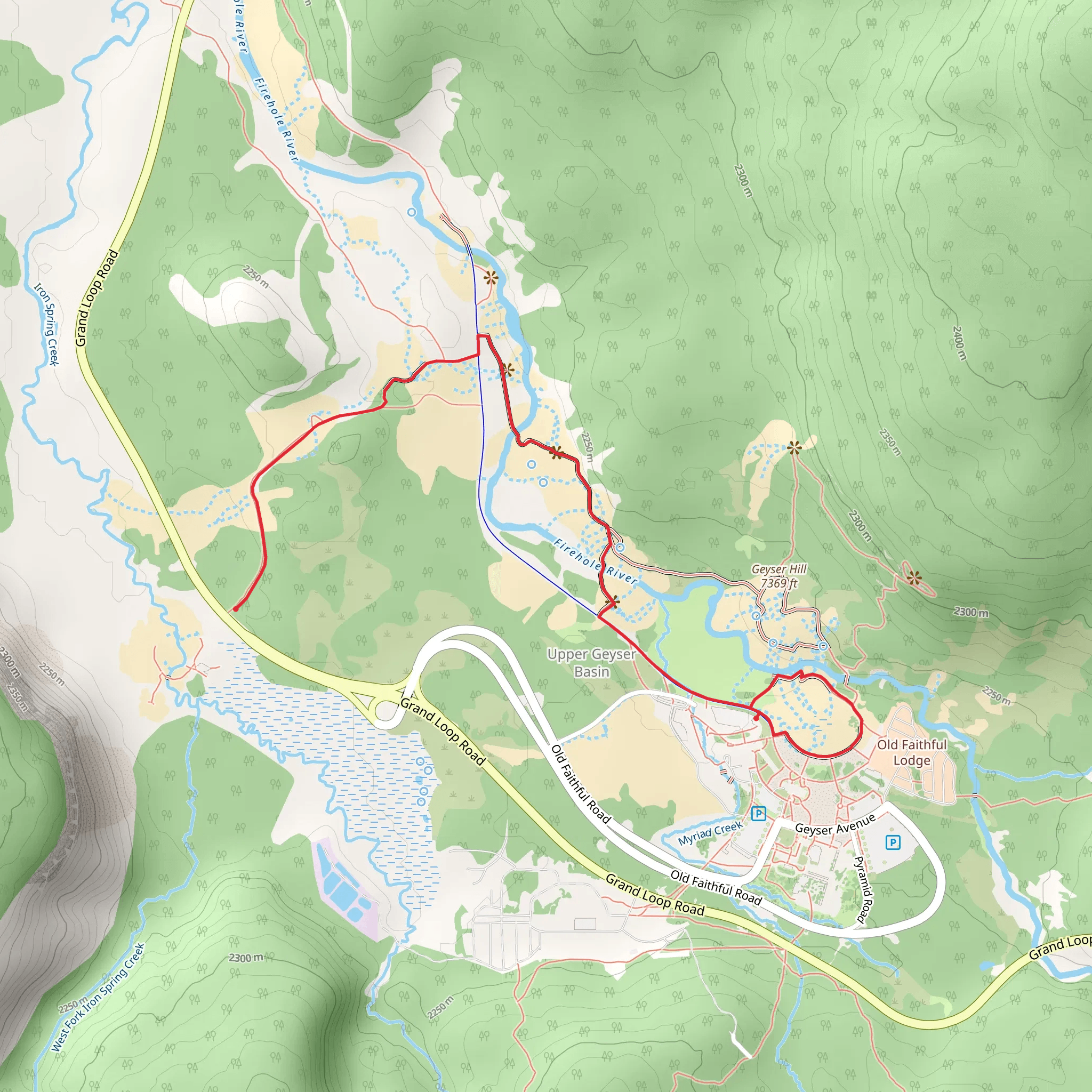 Upper Geyser Basin Trail mobile static map