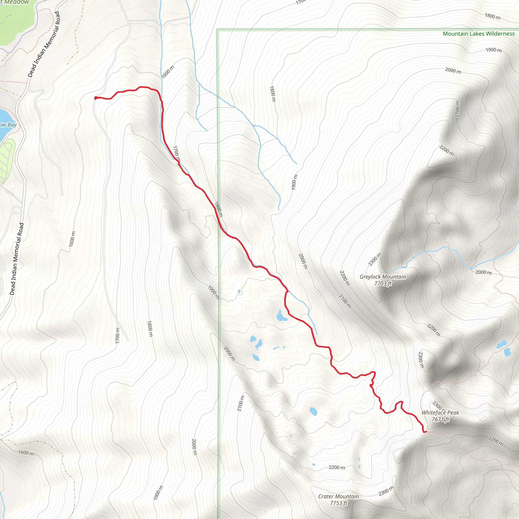 Waban Lake and Whiteface Peak via Mountain Lakes Trail mobile static map