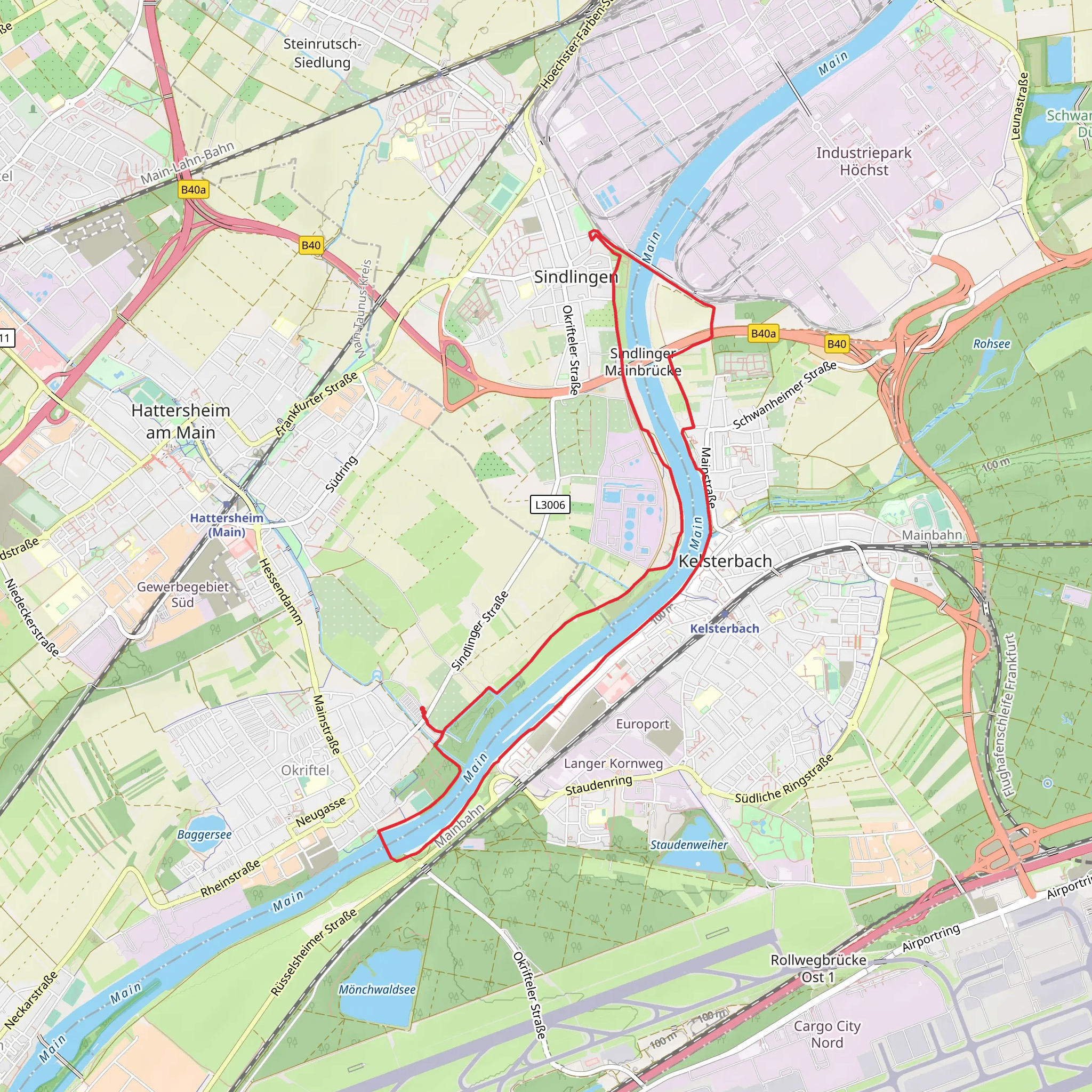Main and Werksbrücke West via Weidenweg and Burgleweg mobile static map