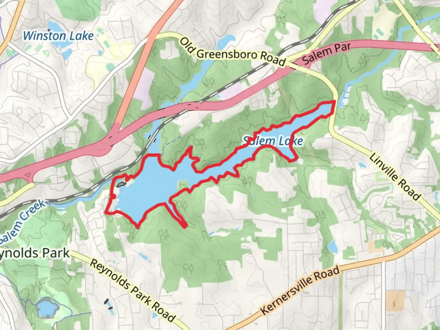 An image depicting the trail Salem Lake Loop and its surrounding area.