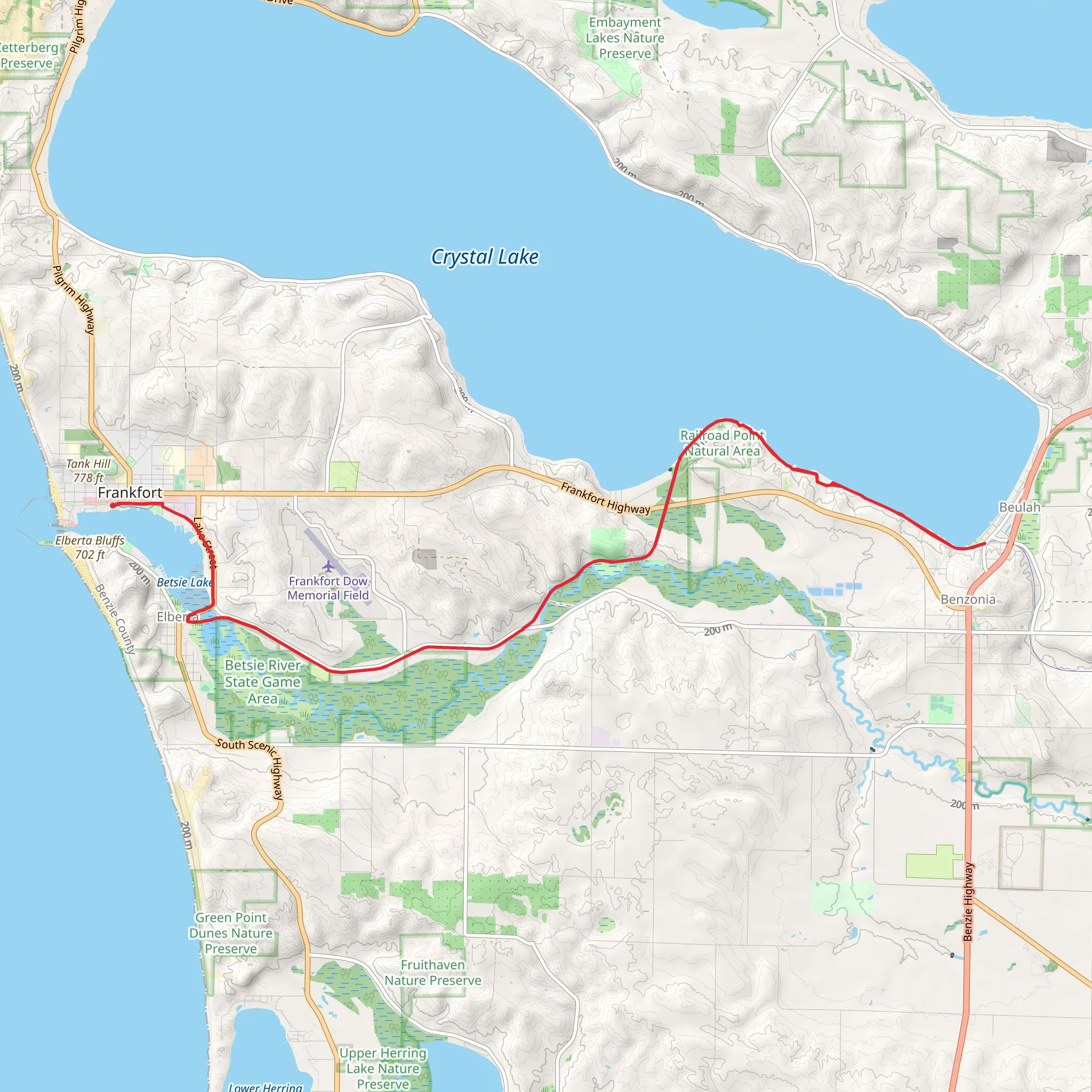 Betsie Lake via Betsie Valley Trail mobile static map