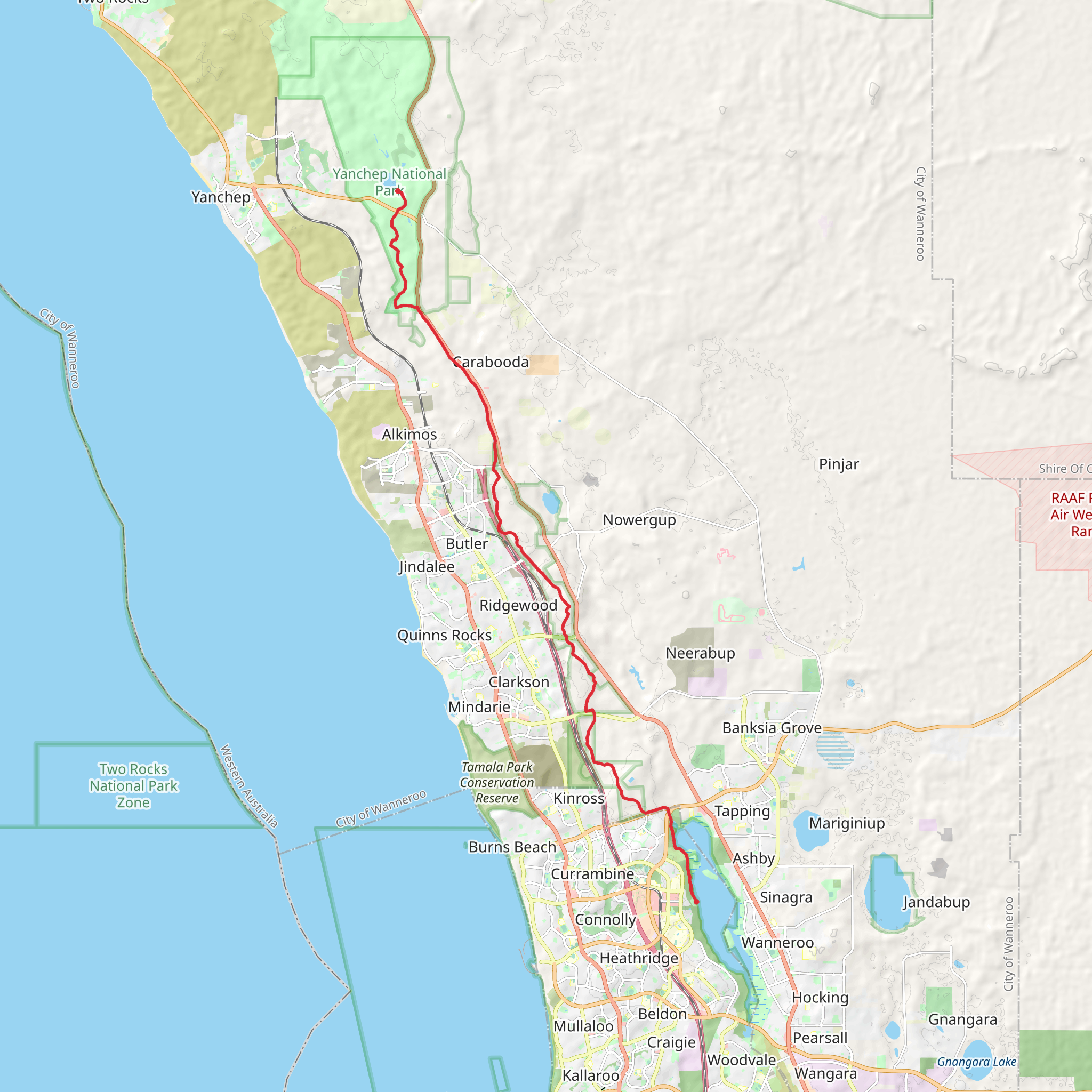 Yaberoo Budjara Heritage Trail mobile static map