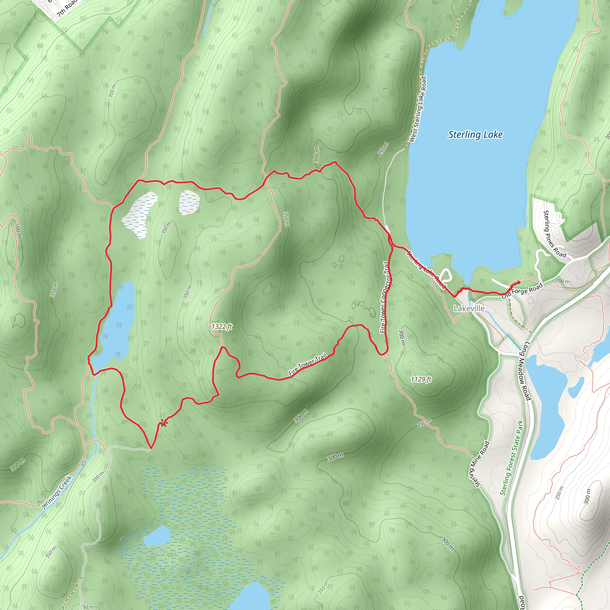 Sterling Lake Loop via Fire Tower and West Valley Trail mobile static map