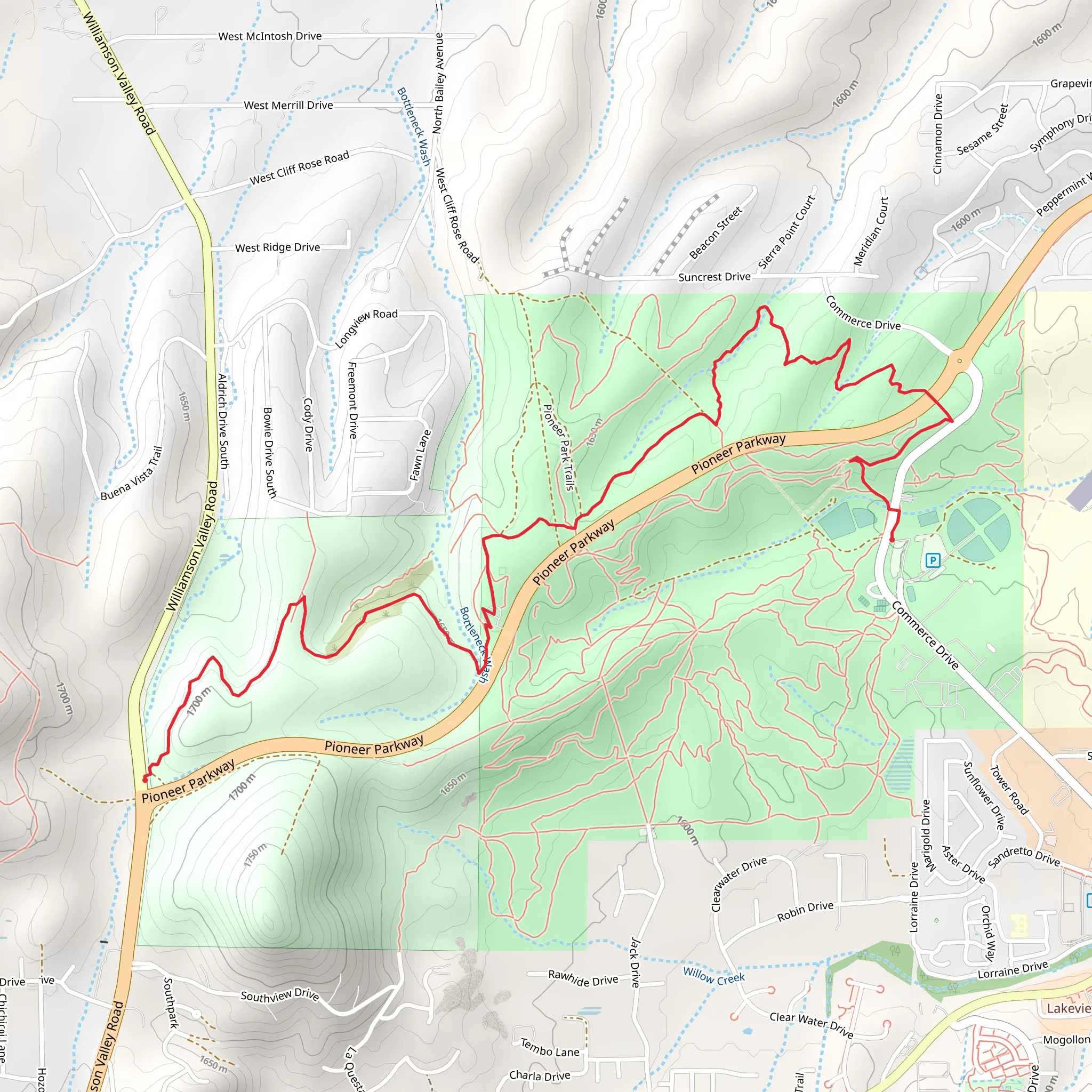 Legacy Trail and Pioneer Park Trail mobile static map