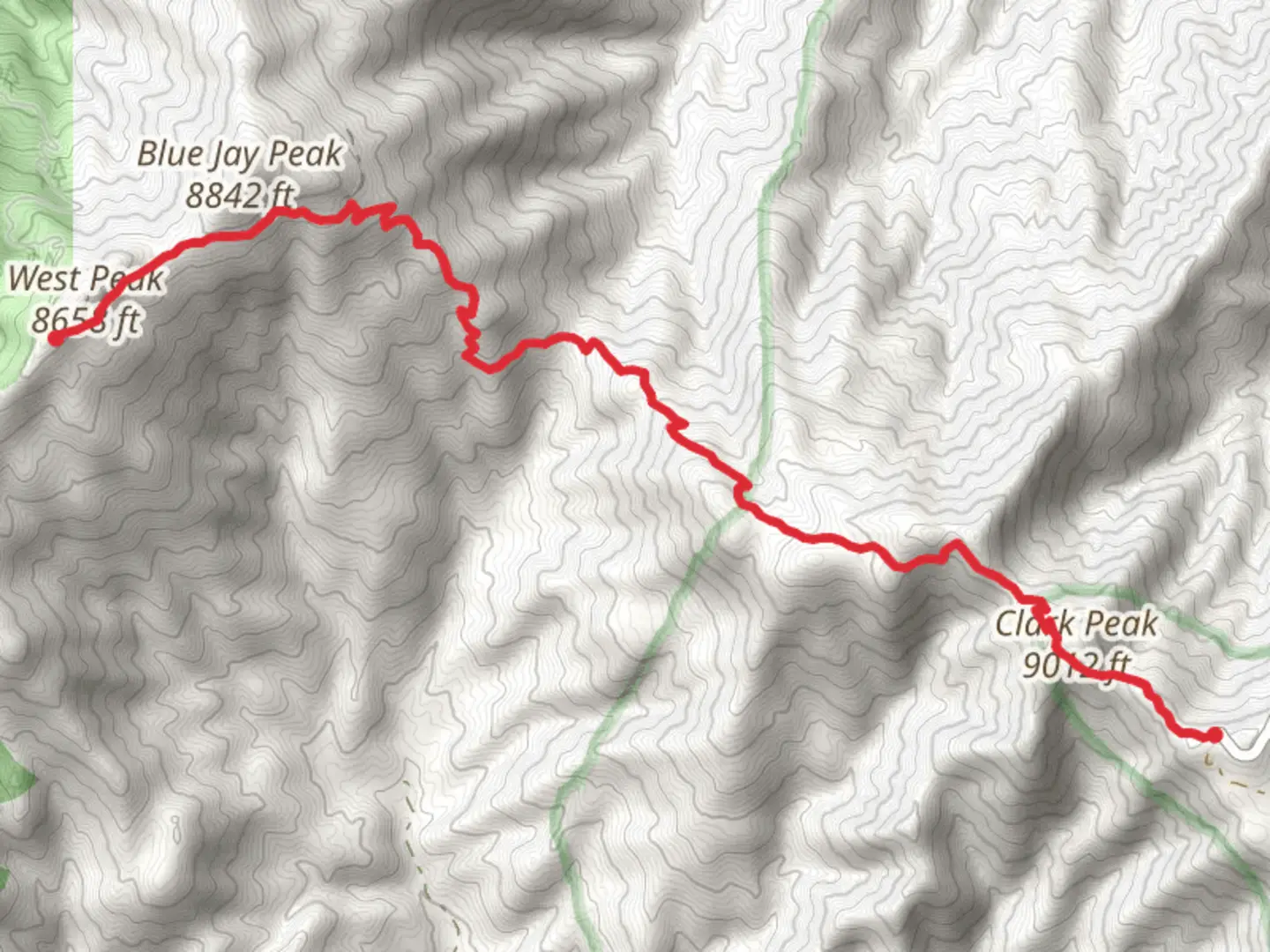 An image depicting the trail West Peak via Clark Peak Trail and its surrounding area.