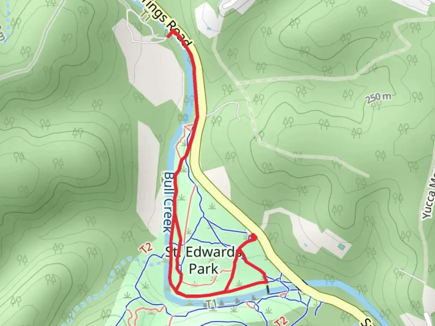An image depicting the trail St Edwards Park - Red Trail and its surrounding area.