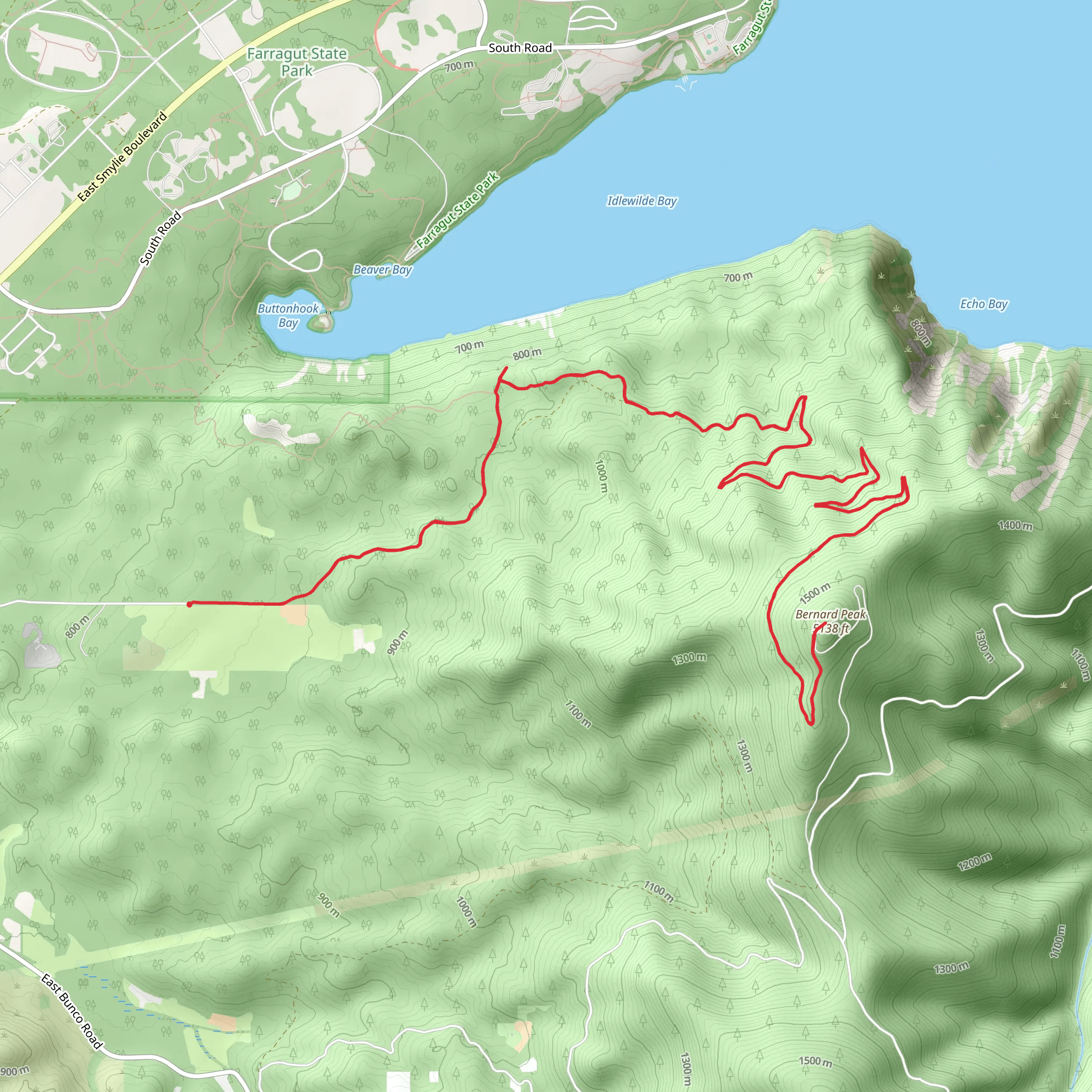 Bernard Peak Trail mobile static map