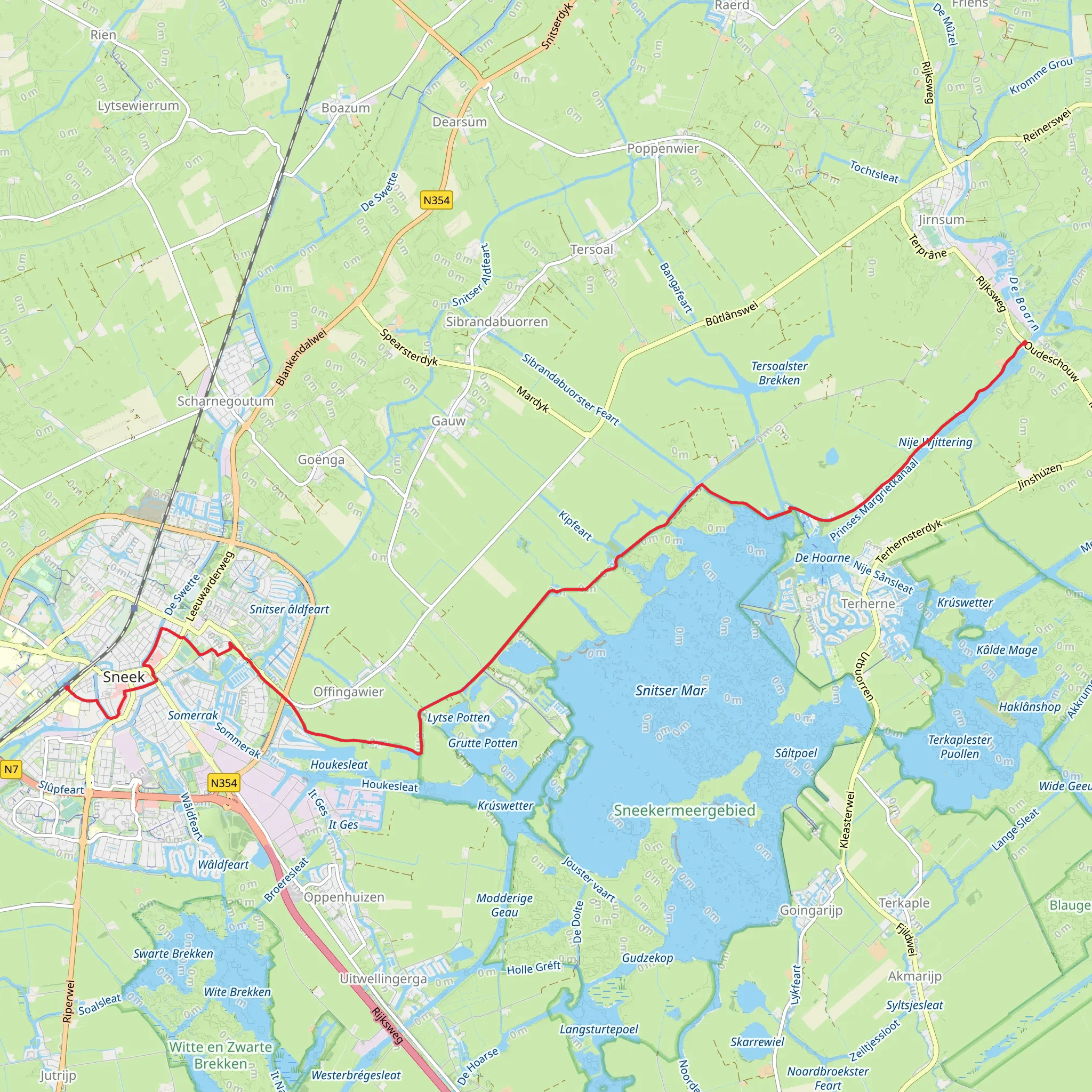 Sneek to Oude Schouw via Snitser Mar mobile static map