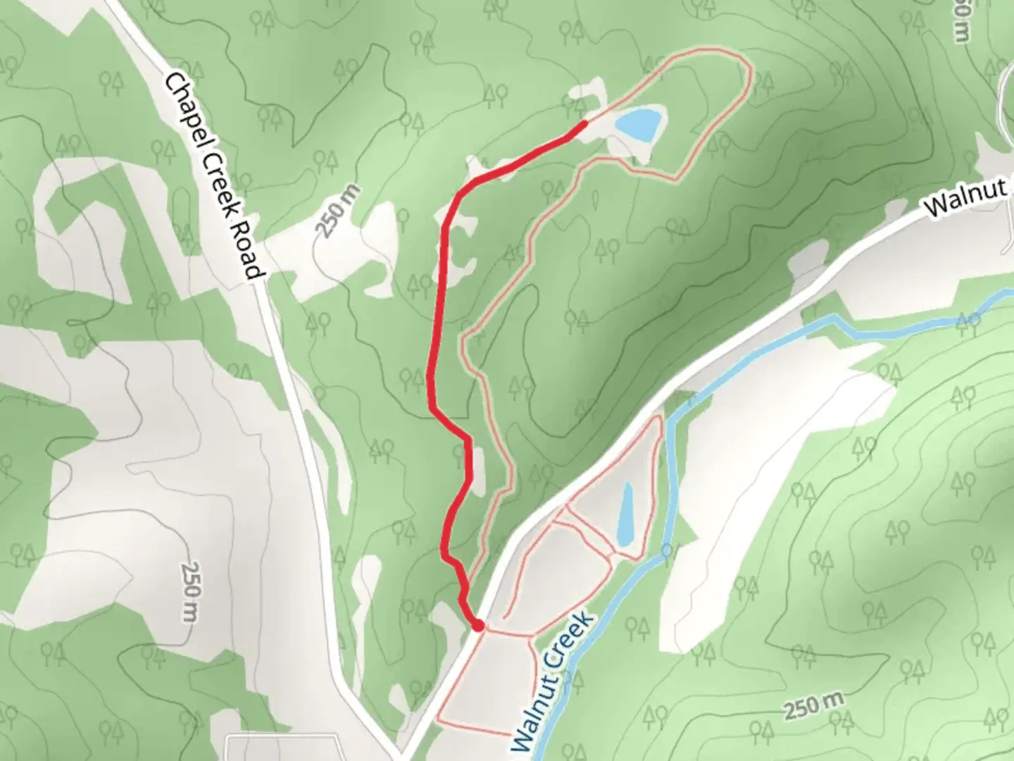 An image depicting the trail Walnut Creek Road and its surrounding area.