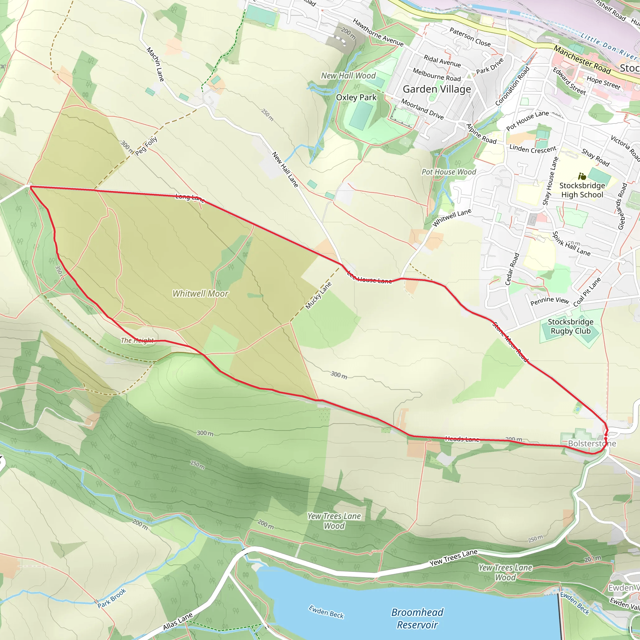The Height and Whitwell Moor Loop mobile static map