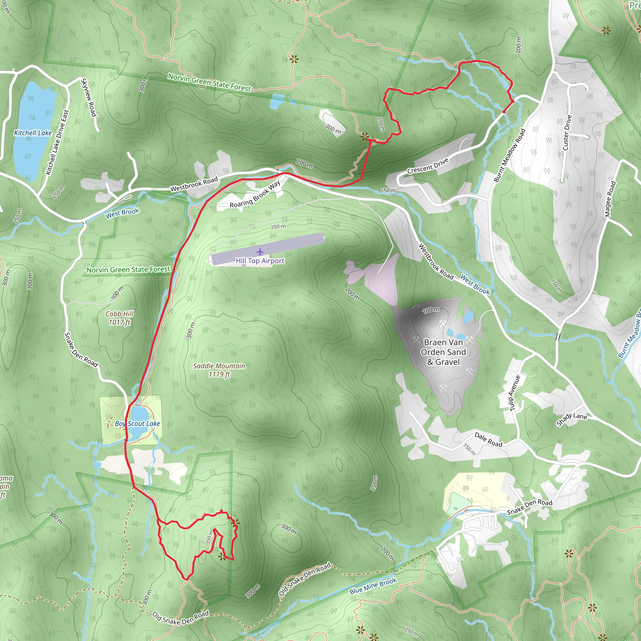 Boy Scout Trail and Assiniwikam Mountain via Camp Wyanokie Trail mobile static map
