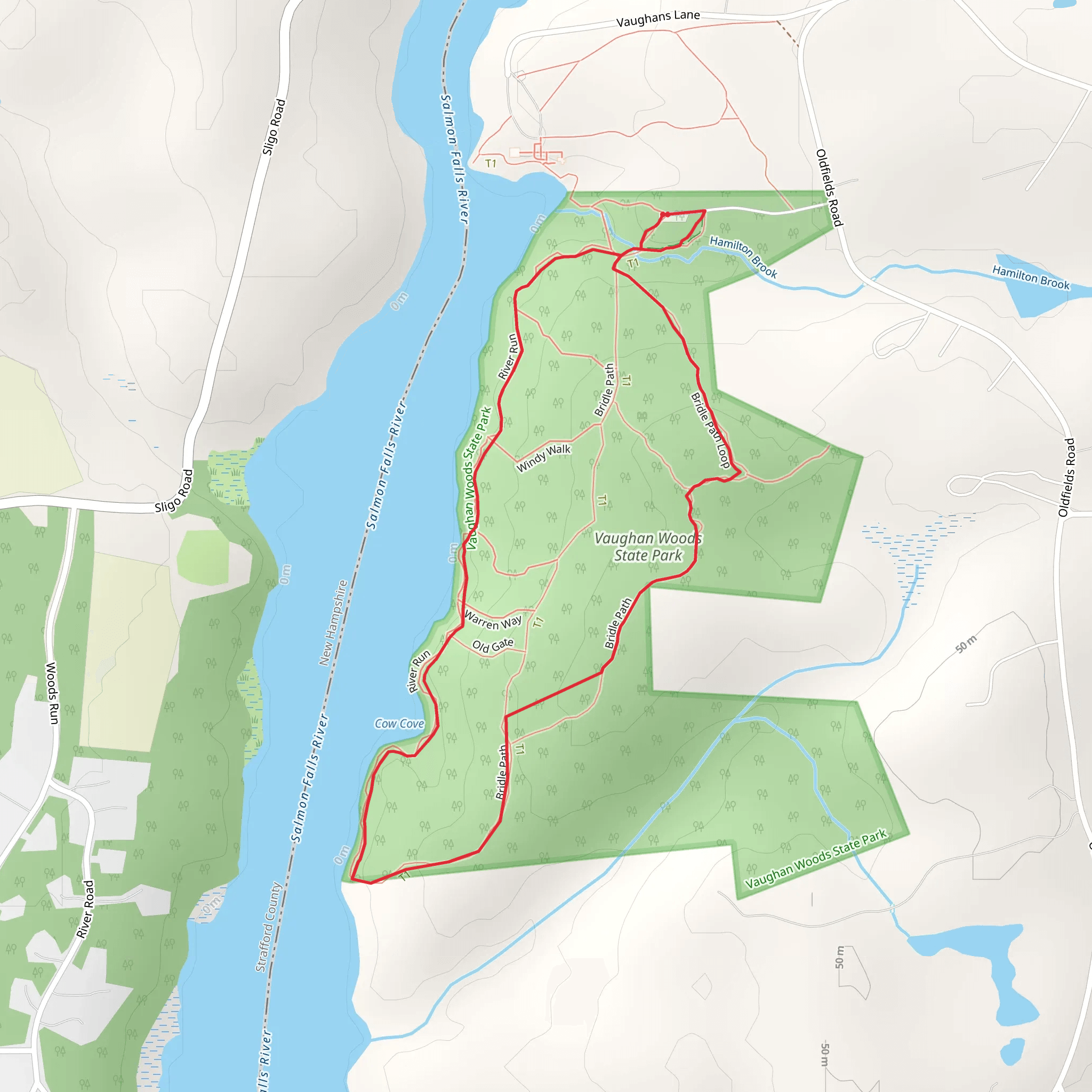 Vaughan Woods State Park from Hamilton Brook Loop mobile static map