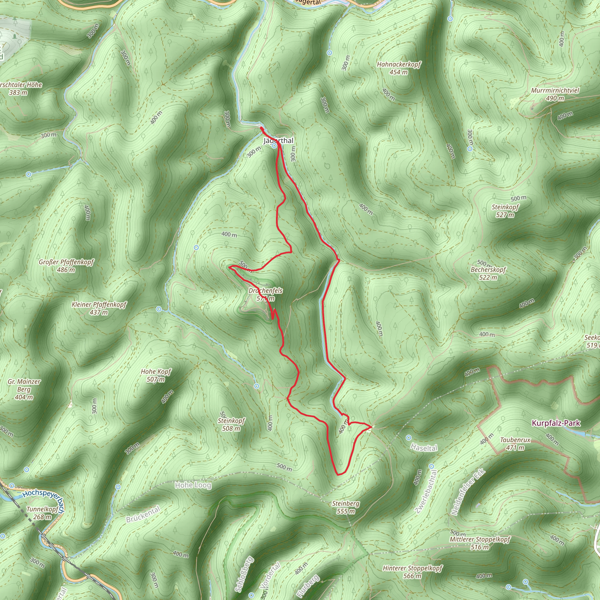 Drachenfels Loop via Pfaulzerwald Blauer Balken mobile static map
