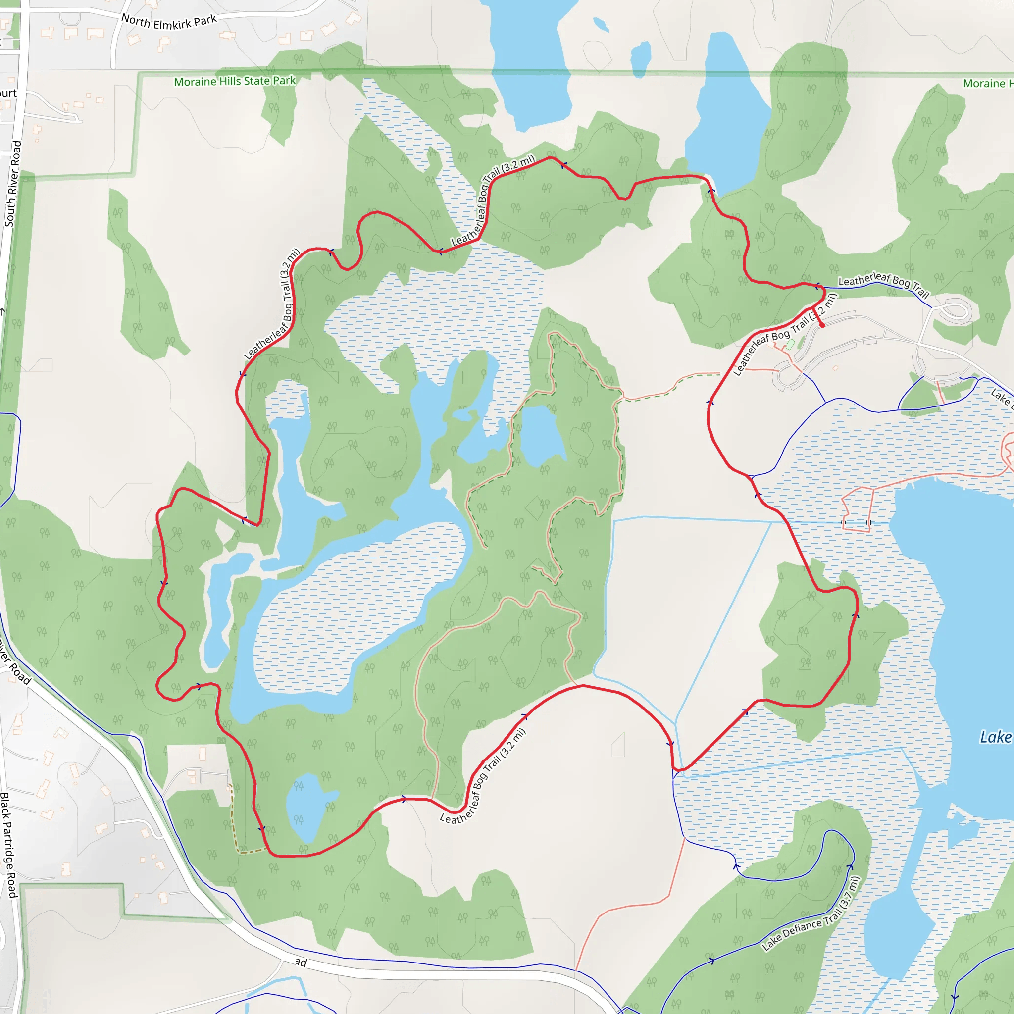 Leatherleaf Bog Loop Trail mobile static map