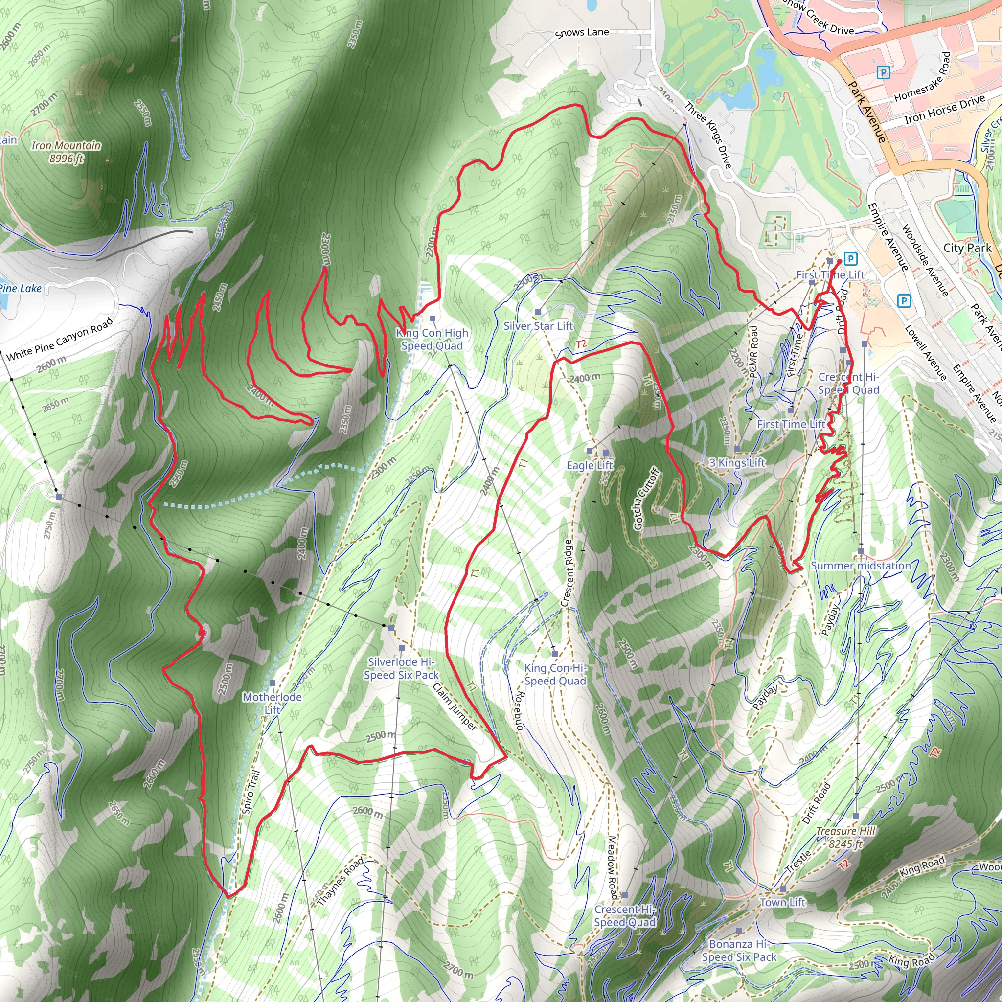 Silver Spur, Mid Mountain Trail and CMG Loop mobile static map