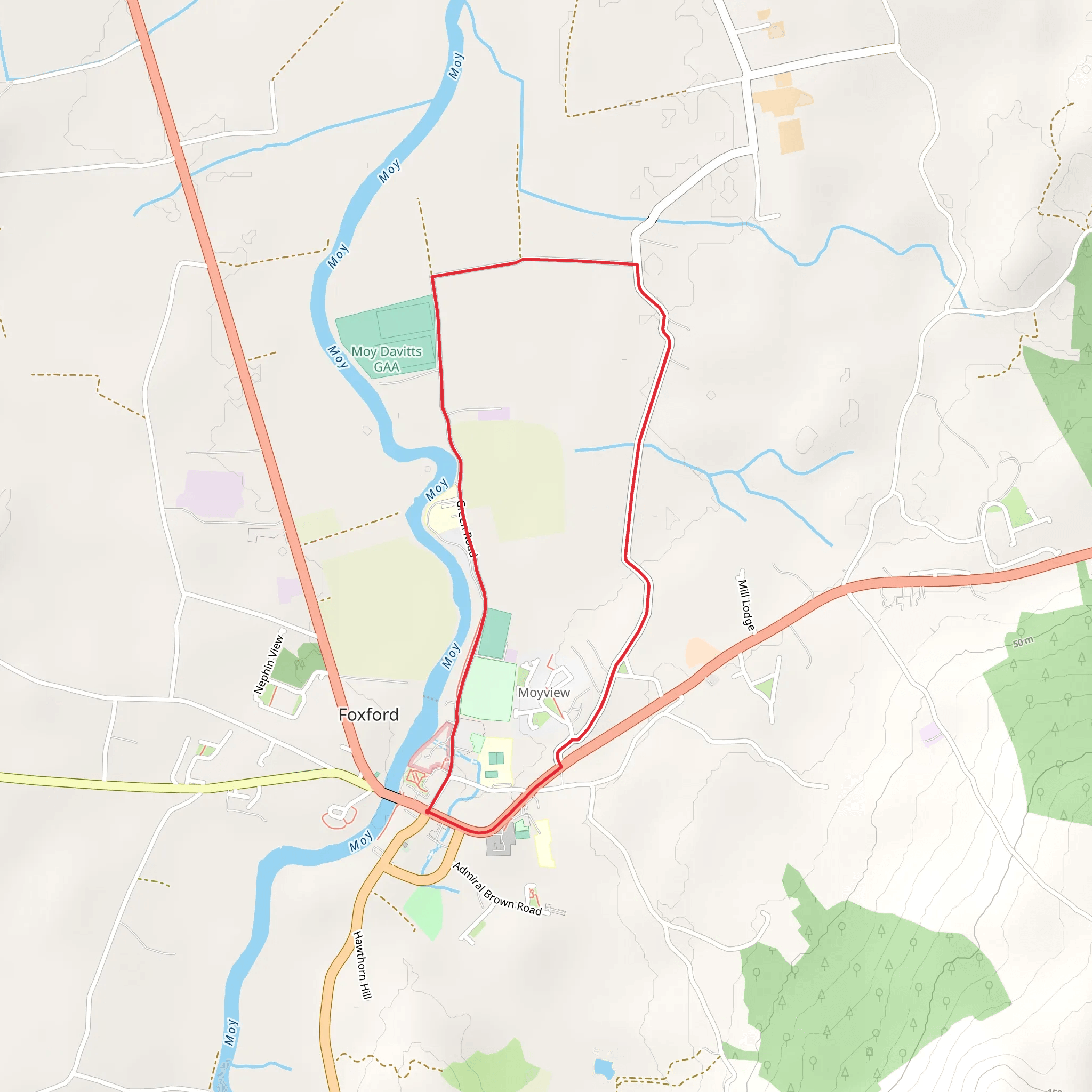 Foxford Town - Loop Walk mobile static map