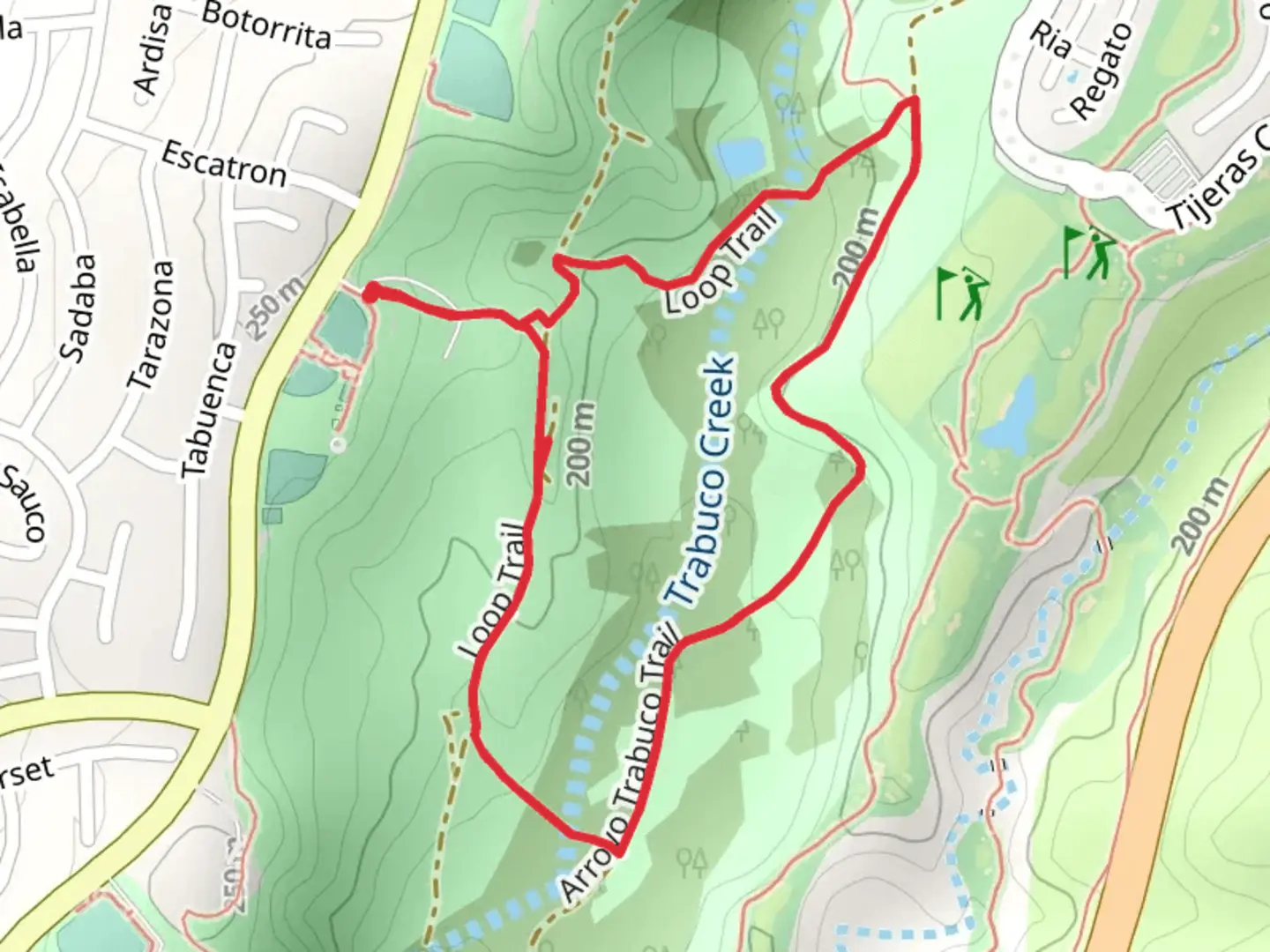 An image depicting the trail Arroyo Trabuco Loop Trail - Robert A Curtis Park and its surrounding area.
