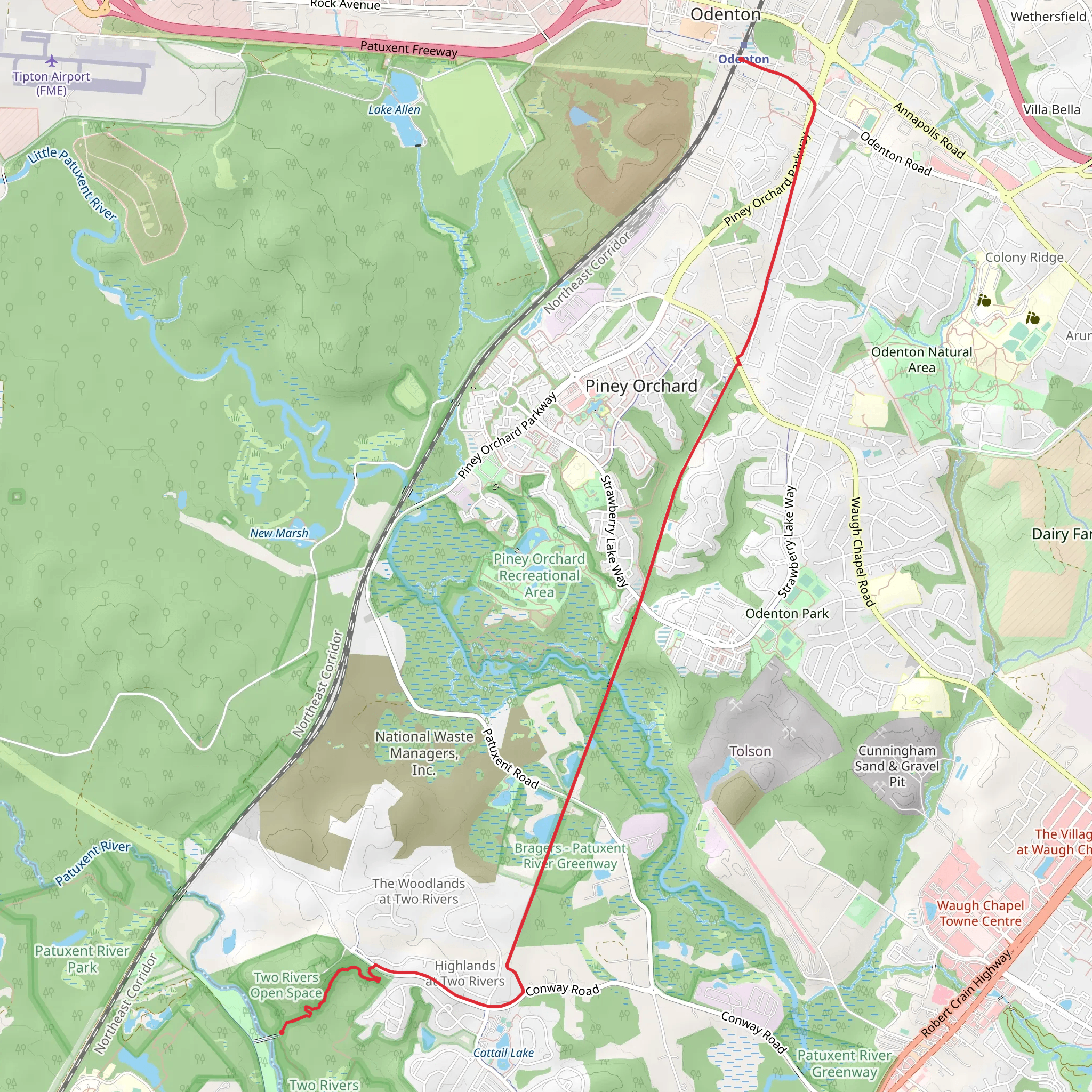 Washington, Baltimore and Annapolis Trail mobile static map