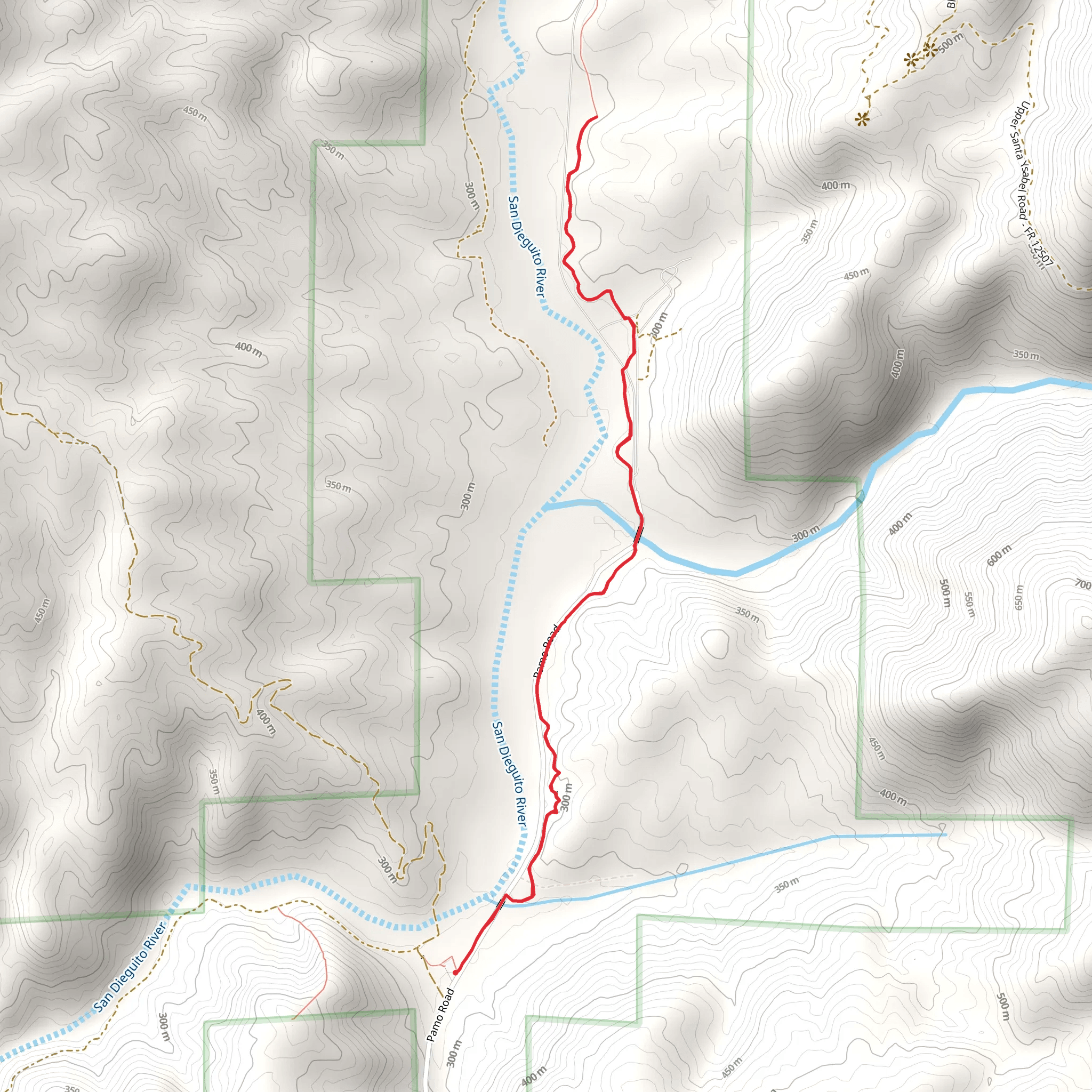 Coast to Crest Trail from Pamo Road mobile static map